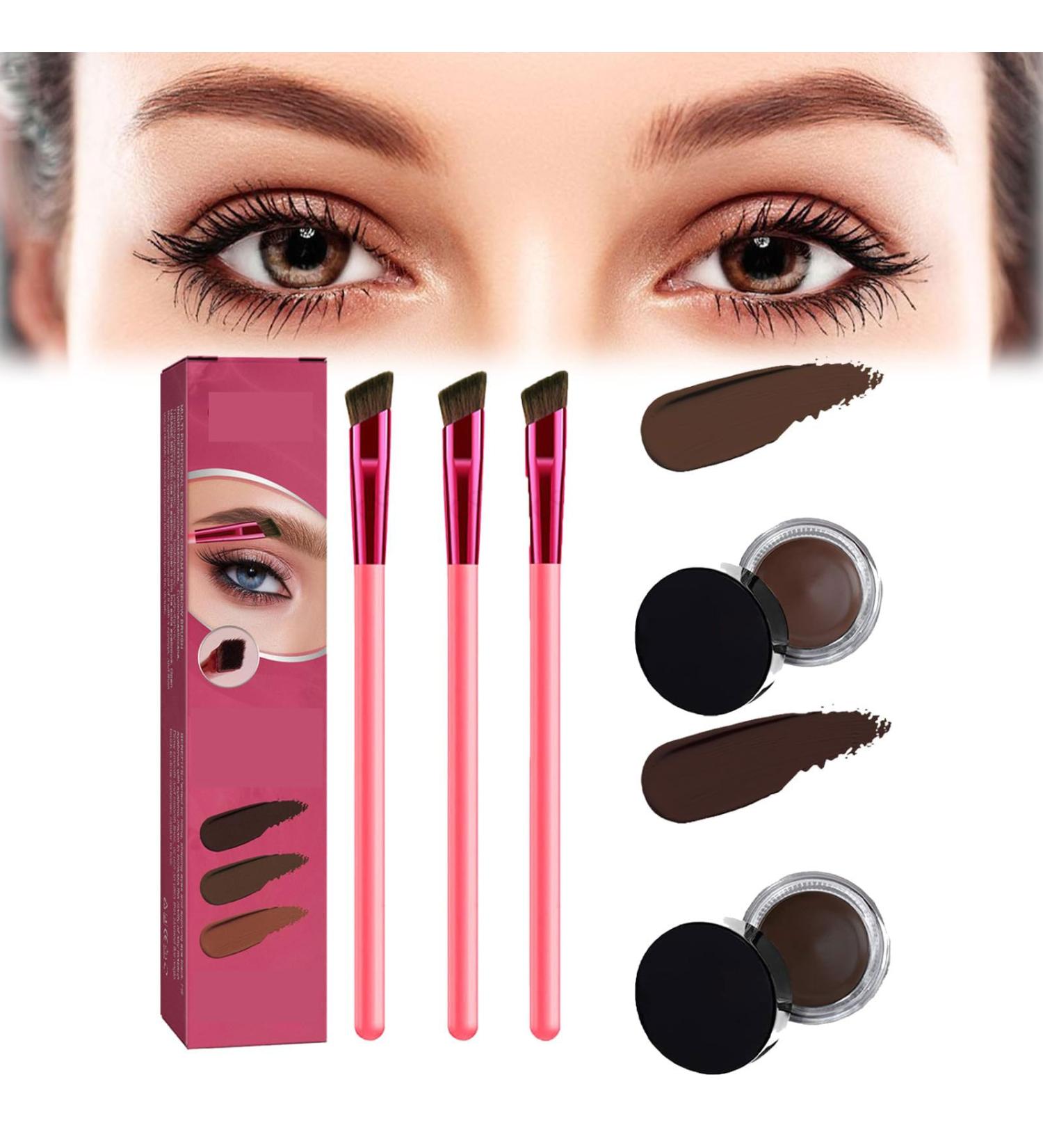 Home Eyebrow Care Kit 4d Laminated 4d laminated brow home-grooming kit 4D Hair Stroke Brow Stamp Brush-Waterproof and Long Lasting Multi-Function Eyebrow Brush (3pcs Dark Brown) 3pcs Dark Brown - Buy Online on GoSupps.com
