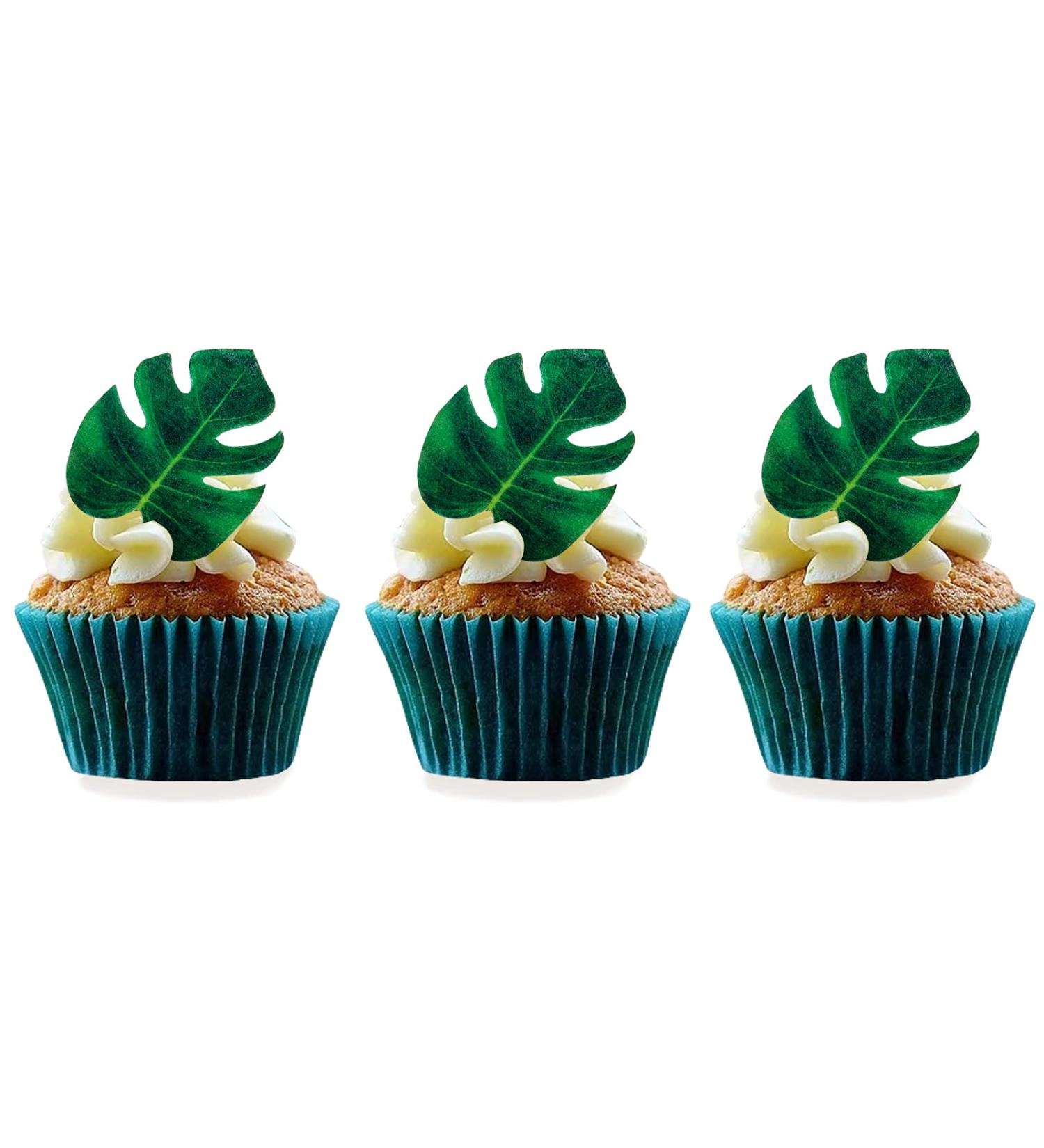 48pcs Edible Tropical Turtle Leaves Cupcake Toppers  CGHCEAIÂ  Palm Leaves Cake Decoration For Hawaii Theme Jungle Party Cake Toppers Birthday Party Supplies - Buy Online on GoSupps.com
