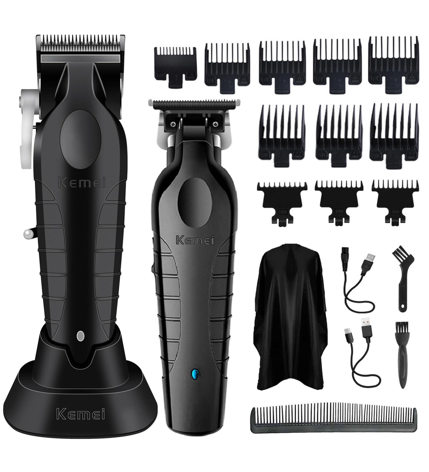 Kemei Hair Clipper and Trimmer Set Professional Cordless Hair Clipper for Men Electric Beard Trimmers Barber Hair Cuttings Kit T Blade Trimmers for Men KM-2296 KM-2299 - Buy Online on GoSupps.com