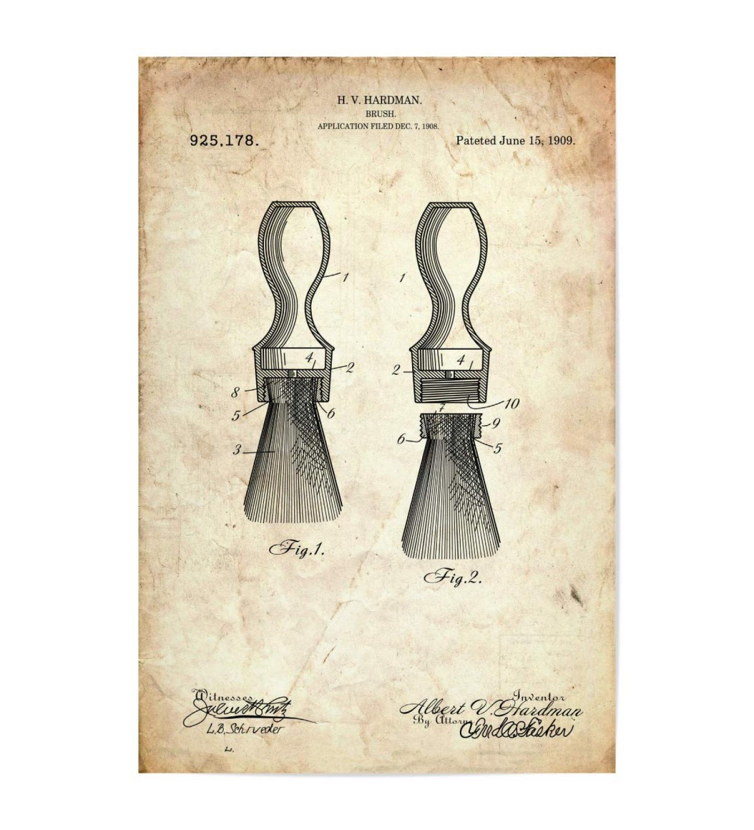 ArtboxONE 75x50 cm Fashion Shaving Brush Patent Poster - Antique Barber Decor - Buy Online on GoSupps.com