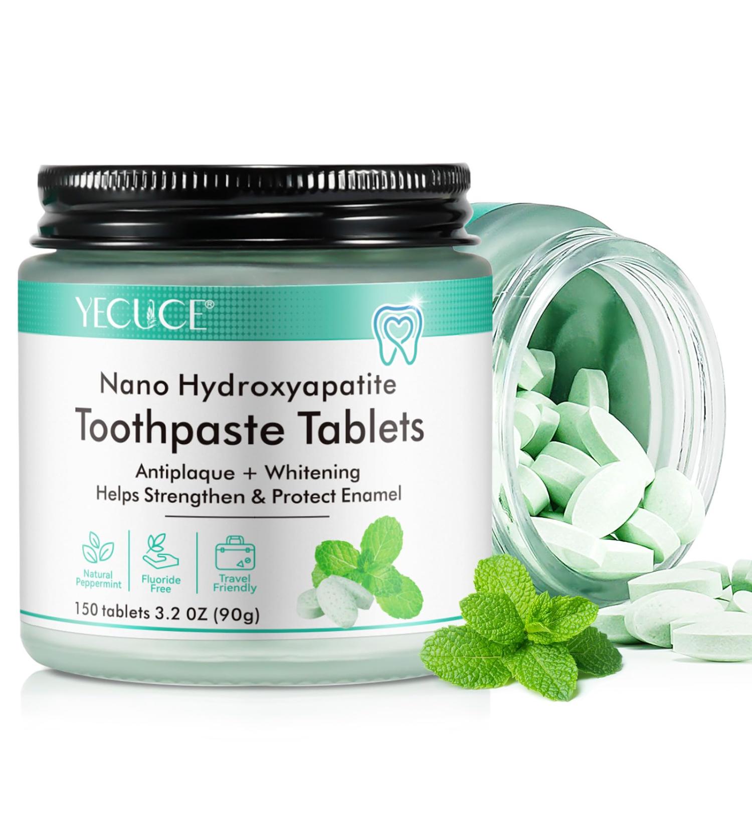 150Pcs Toothpaste Tablets Nano Hydroxyapatite Toothpaste Fluoride Free and Eco-Friendly Travel Mouthwash Tablets Chewable Toothpaste Tablets Cleans - Buy Online on GoSupps.com