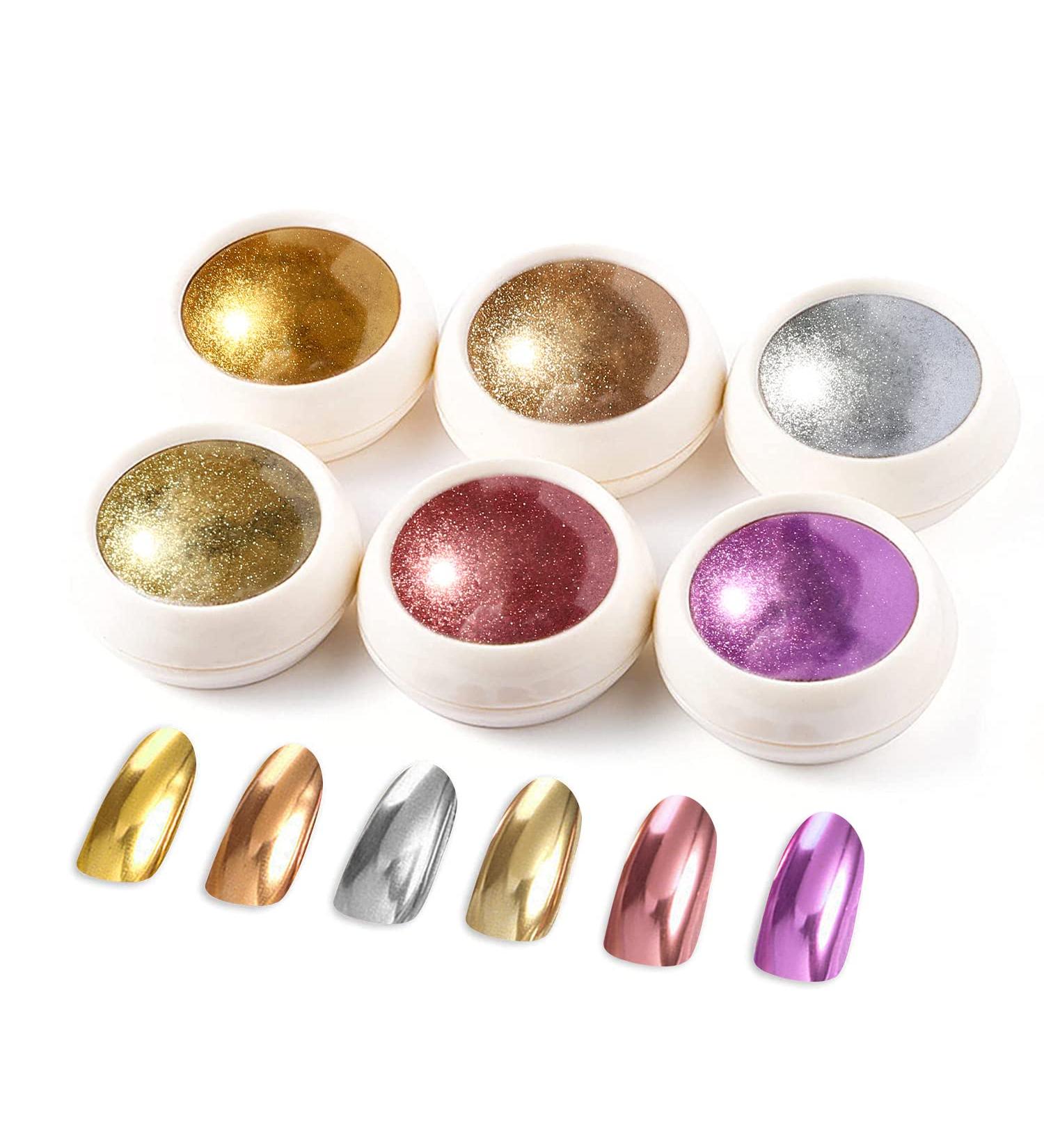Bishengyf Metallic Glitter Powder - Mirror Effect Chrome Pigments for Nail Art (6-Piece Champagne Gold Series) - International Shipping Available - Buy Online on GoSupps.com