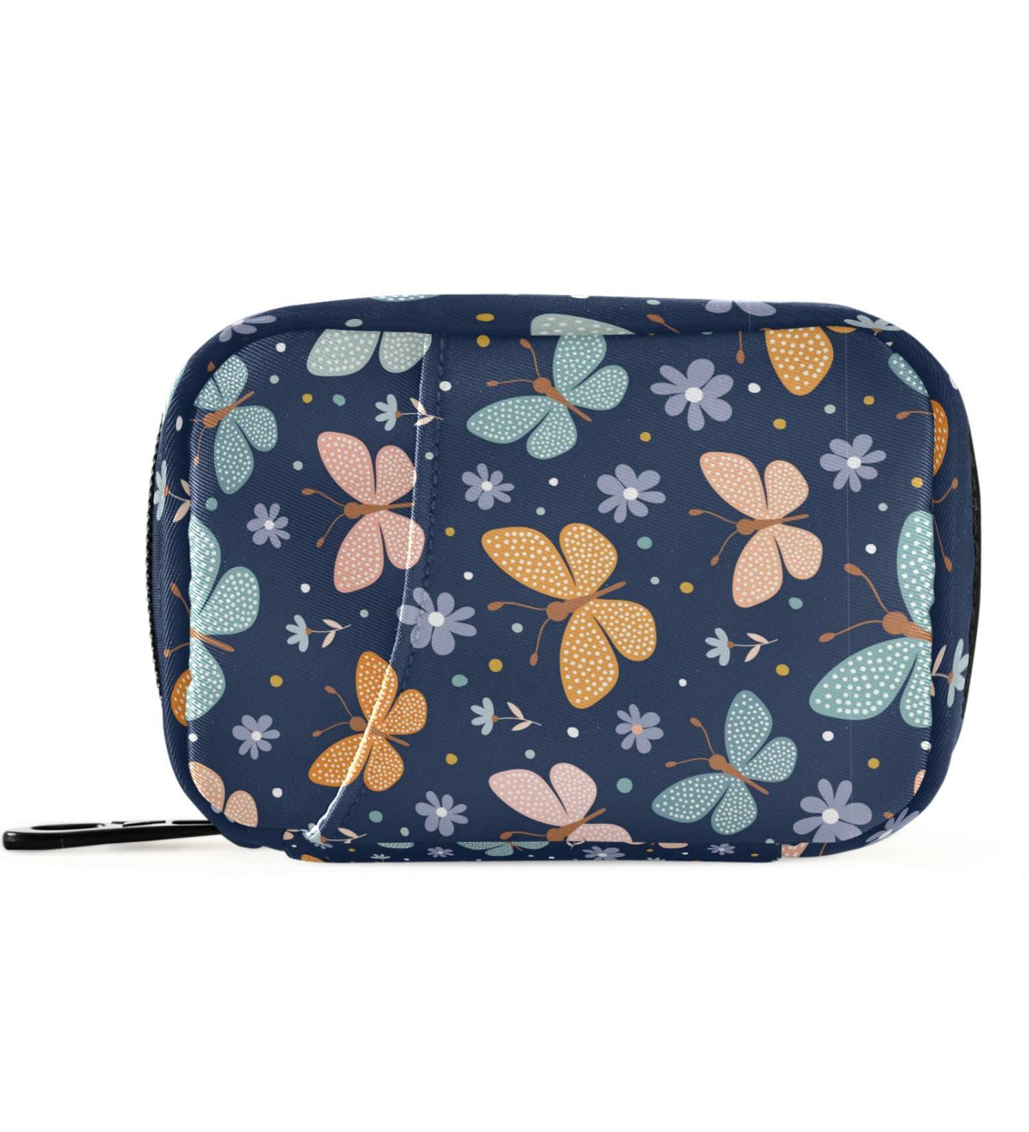 Buy Pfrewn 7 Day Pill Organizer - Colorful Butterflies & Flowers Travel Vitamin Case | Portable Weekly Medicine Pouch - Buy Online on GoSupps.com