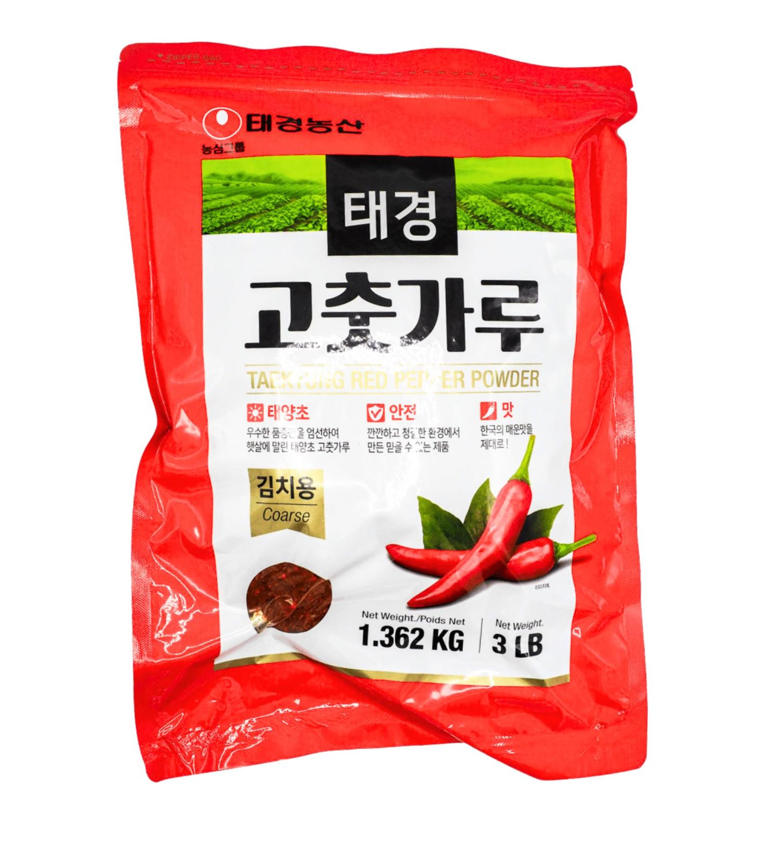 Taekyung Red Pepper Chilli Powder Coarse Flake 1.36kg/3lb - Halal Vegan Gluten Free for Kimchi - Buy Online on GoSupps.com