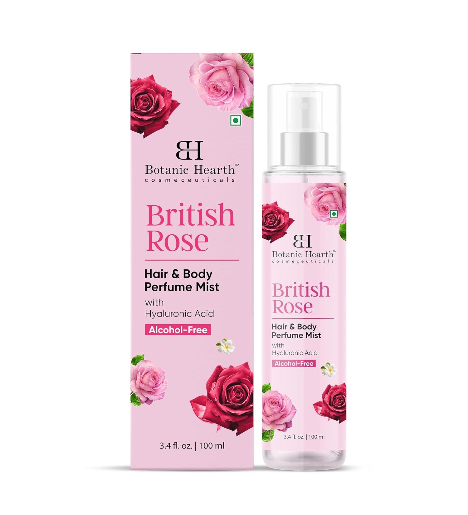 Botanic Hearth British Rose Hair Perfume & Body Mist Alcohol-Free Clean Fragrance Hair Spray - British rose scent - 3.4 Fl Oz - Buy Online on GoSupps.com