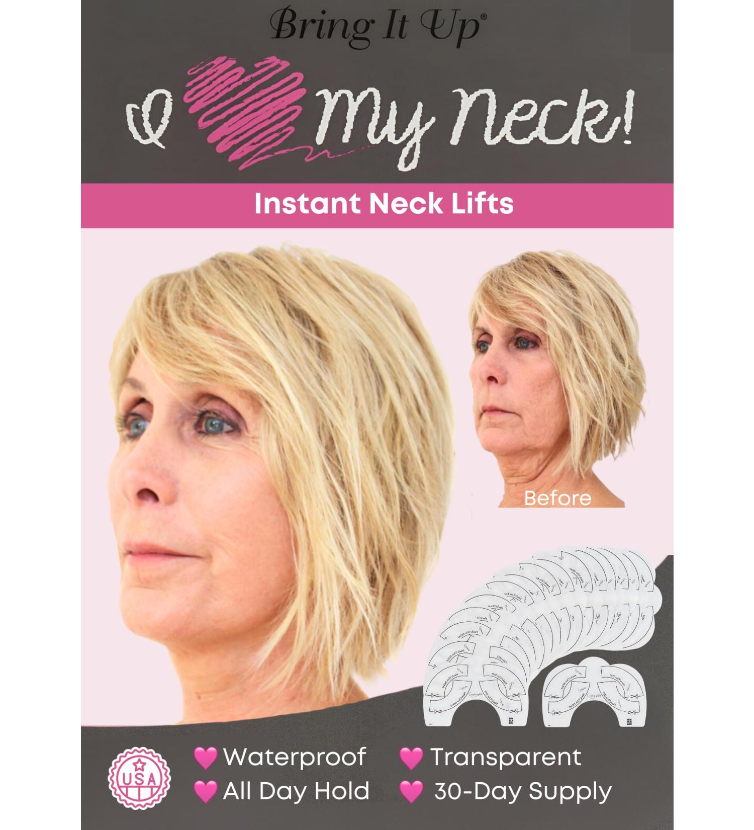 Bring It Up Instant Neck Lift Tape 30 Day Supply Transparent Neck Lifting Anti Wrinkle Stickers - Tones Sagging Necklines Instantly - Made in USA - Buy Online on GoSupps.com
