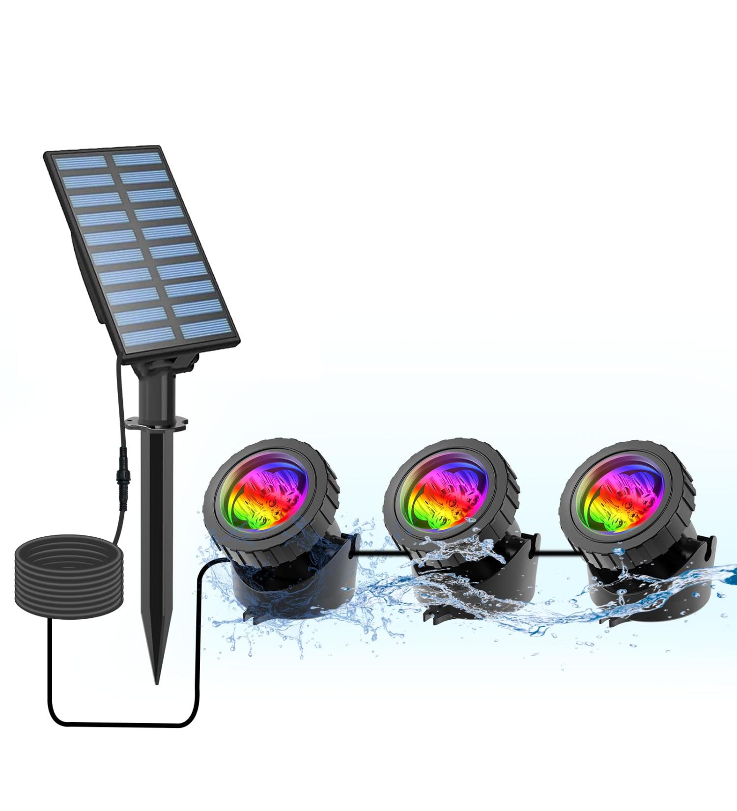 Coreslux Solar Pond Lighting - Adjustable RGB Underwater Spotlights | IP65 Waterproof Landscape Lights (3 Pack) - Buy Online on GoSupps.com