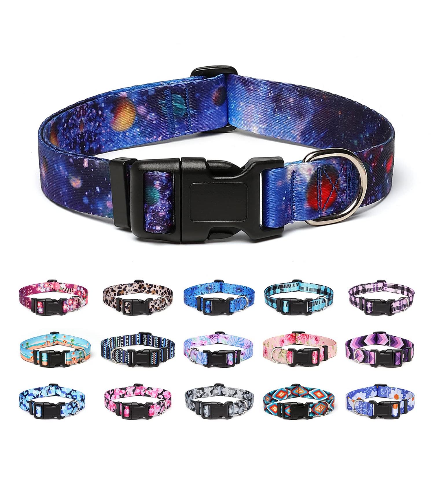 Suredoo Soft Nylon Dog Collar for Small & Medium Dogs - Comfort Fit Galaxy Design (L) - Neck 38-63 cm Width 2.5 cm - Buy Online on GoSupps.com