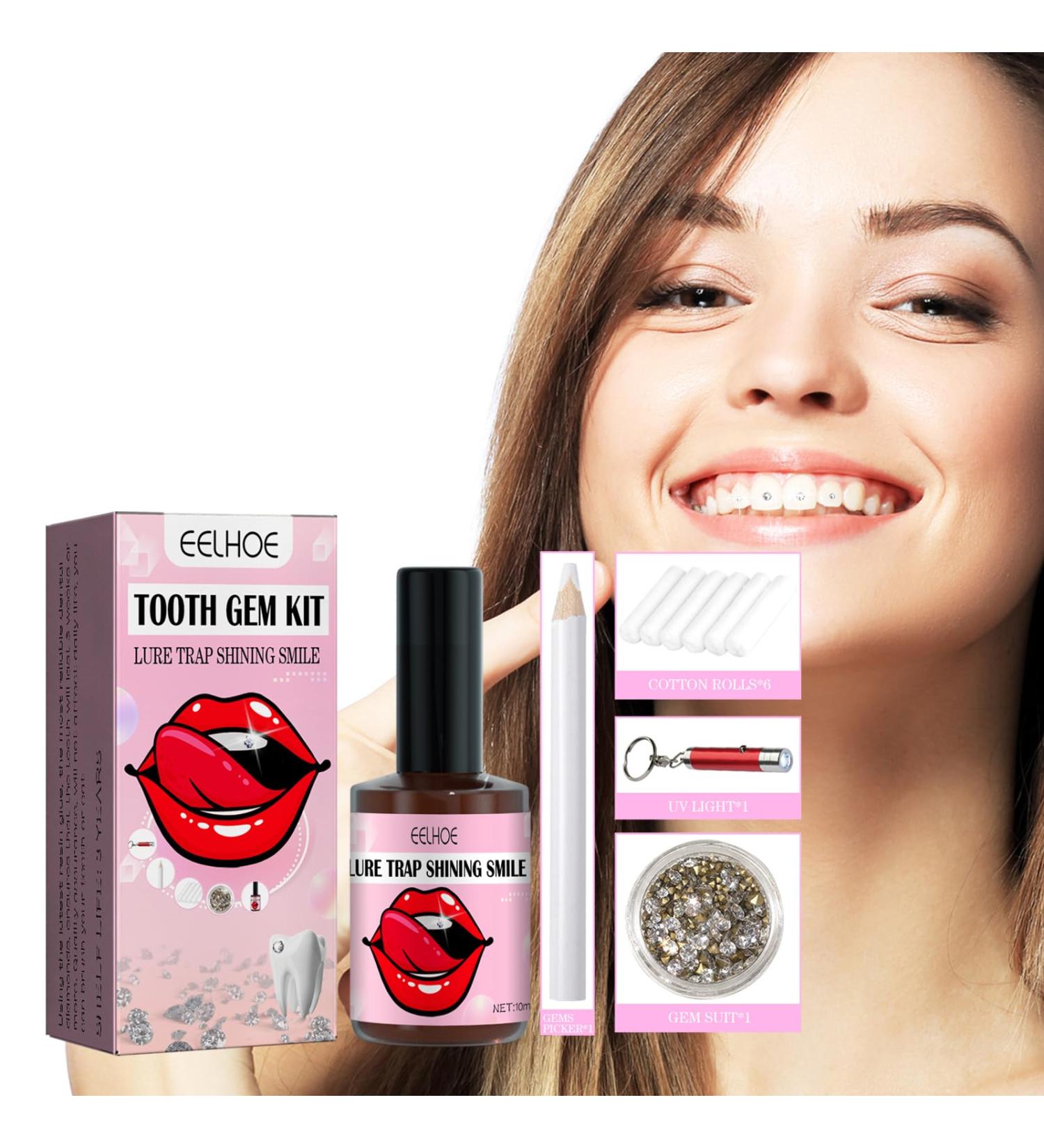 Shop Tooth Gemstone Set - DIY Tooth Jewelry Kit with Glue & Light for Stunning Tooth Decoration - Buy Online on GoSupps.com