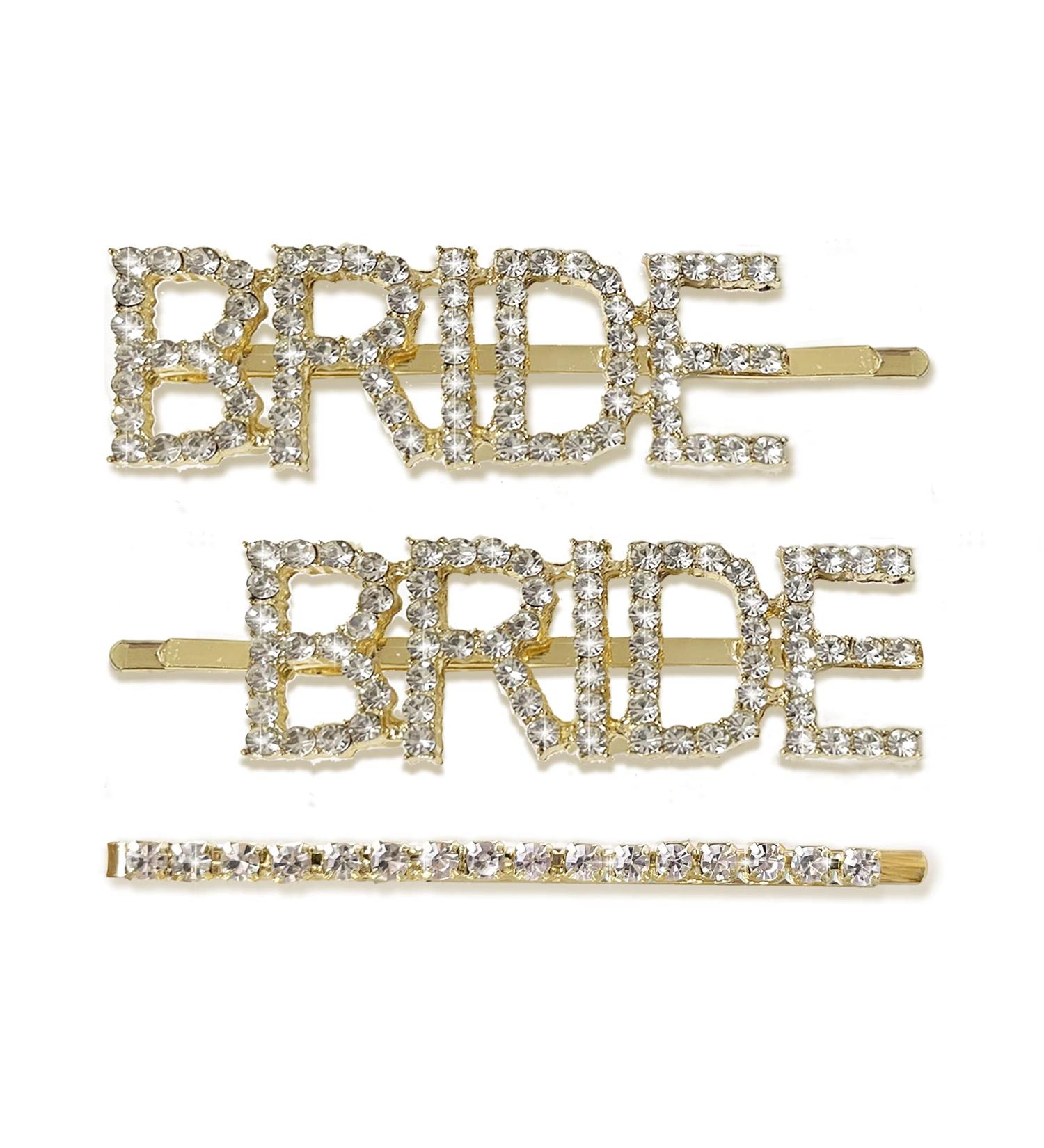 Bride Hair Clips - BRIDE Lettering Rhinestone Bobby Pins for Bachelorette Party Decorations - Buy Online on GoSupps.com