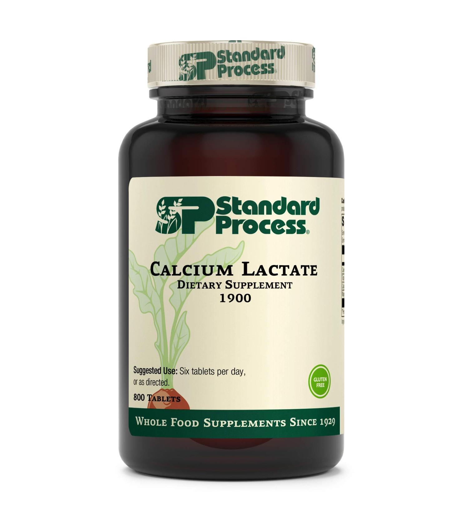 Standard Process Calcium Lactate Supplement - 250 mg Calcium, 50 mg Magnesium - 800 Tablets | Non-Dairy, Gluten-Free, Vegetarian - Bone and Teeth Health Support - Buy Online on GoSupps.com