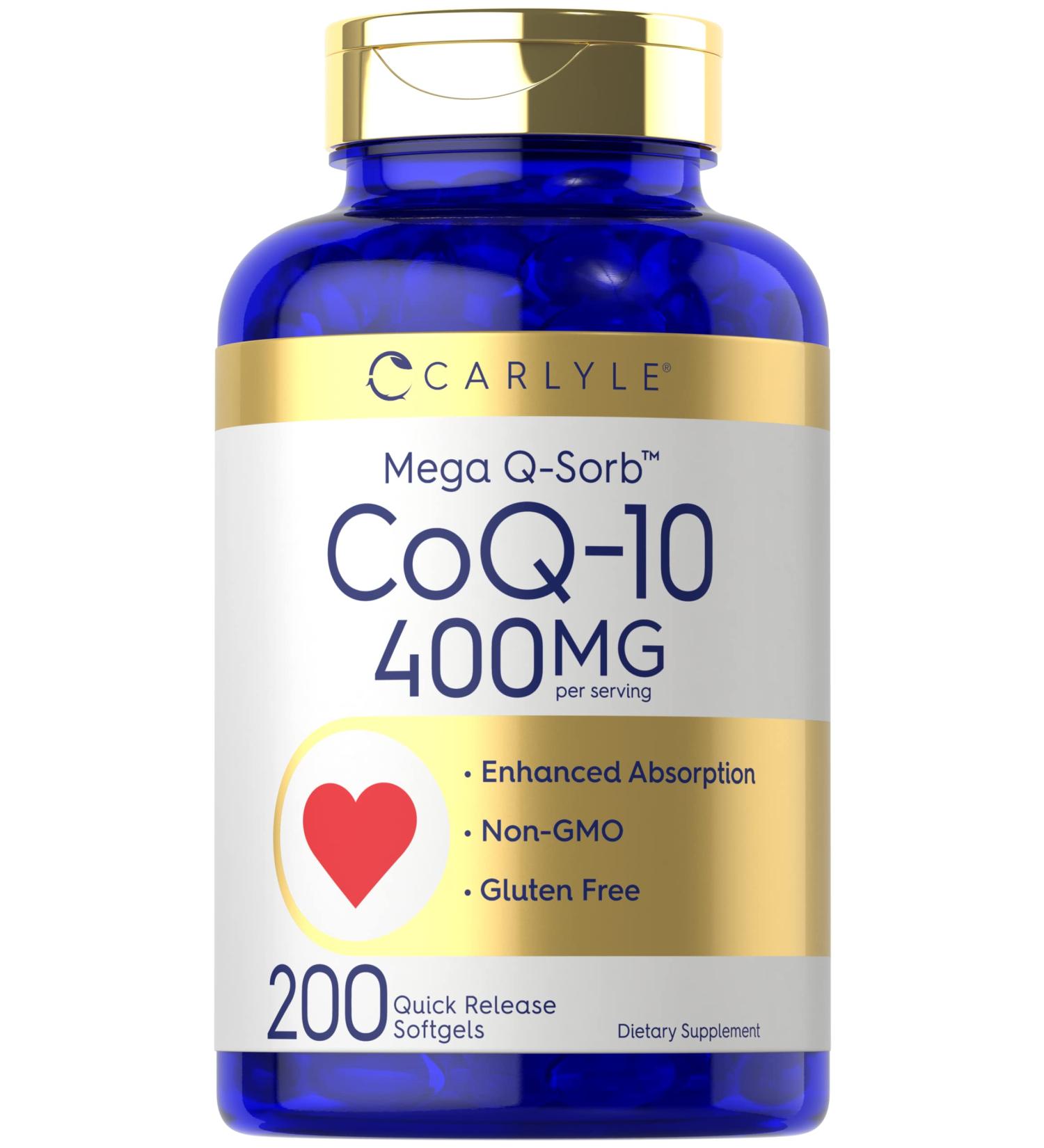 Carlyle CoQ10 400mg Softgels - 200 Count | Non-GMO Gluten-Free | High Absorption Dietary Supplement - Buy Online on GoSupps.com