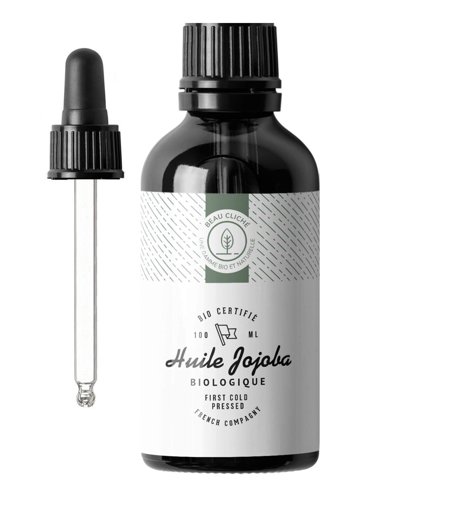 100ml Jojoba Oil Organic Cold Pressed Pure - 100% Natural Care for Skin Hair Beard - Glass Bottle - Bottled in France - Buy Online on GoSupps.com
