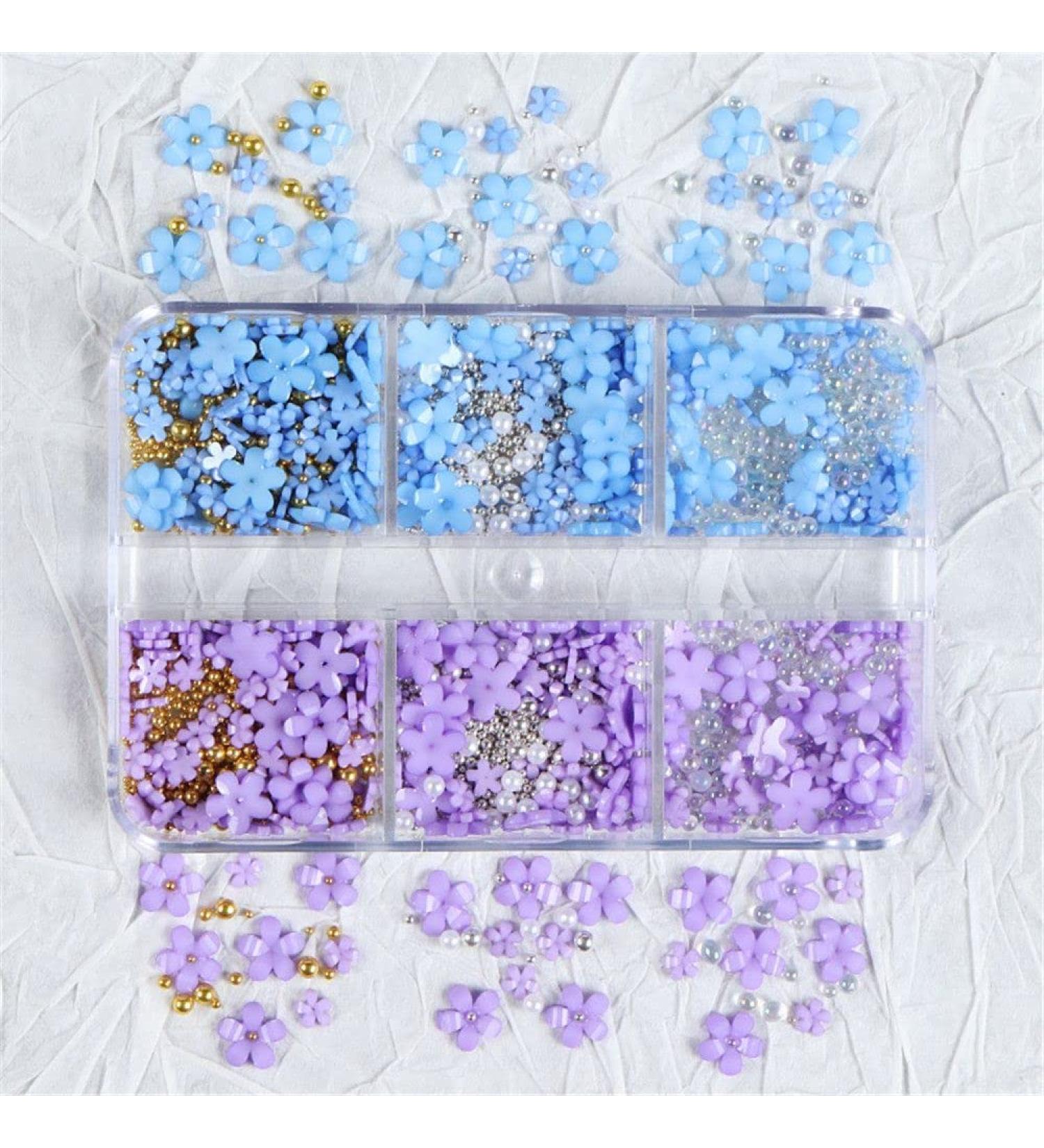 6 Grids Steel Ball Mixed Size Gold Silver Nail Art Decoration Acrylic Flower Nail Rhinestones Nails Charms(2) - Buy Online on GoSupps.com