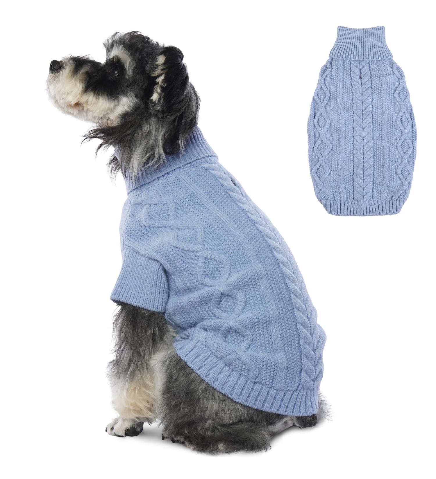 Hjumarayan Dog Sweater - Elegant Warm Sweater for Medium Dogs with Leash Hole | Blue L for French Bulldogs (Breast 53cm Back 40cm) - Buy Online on GoSupps.com