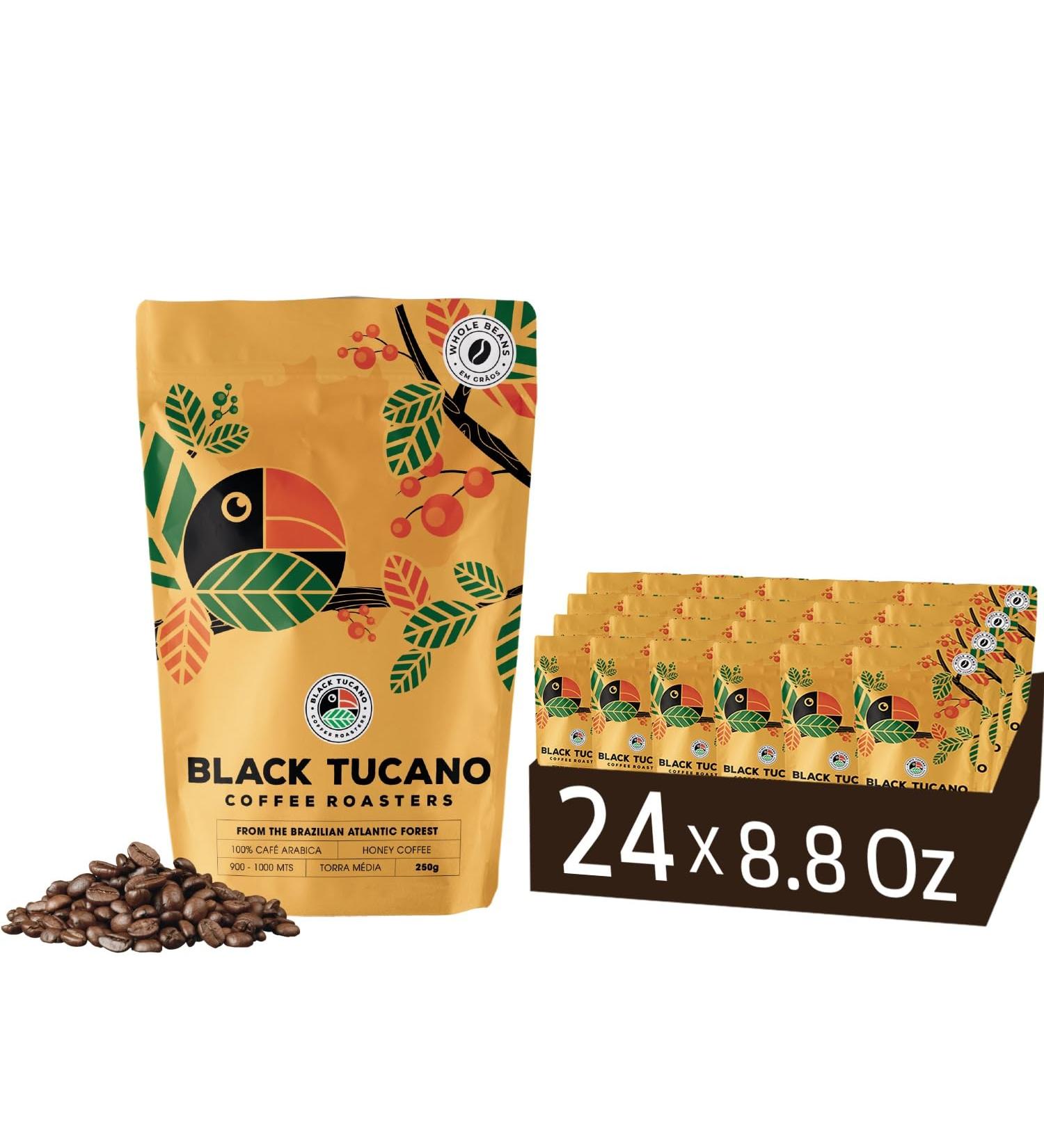 Black Tucano Brazilian Specialty Medium Roast Honey Coffee - Premium 86+ Points Whole Bean - 250g 24 Pack - Buy Online on GoSupps.com