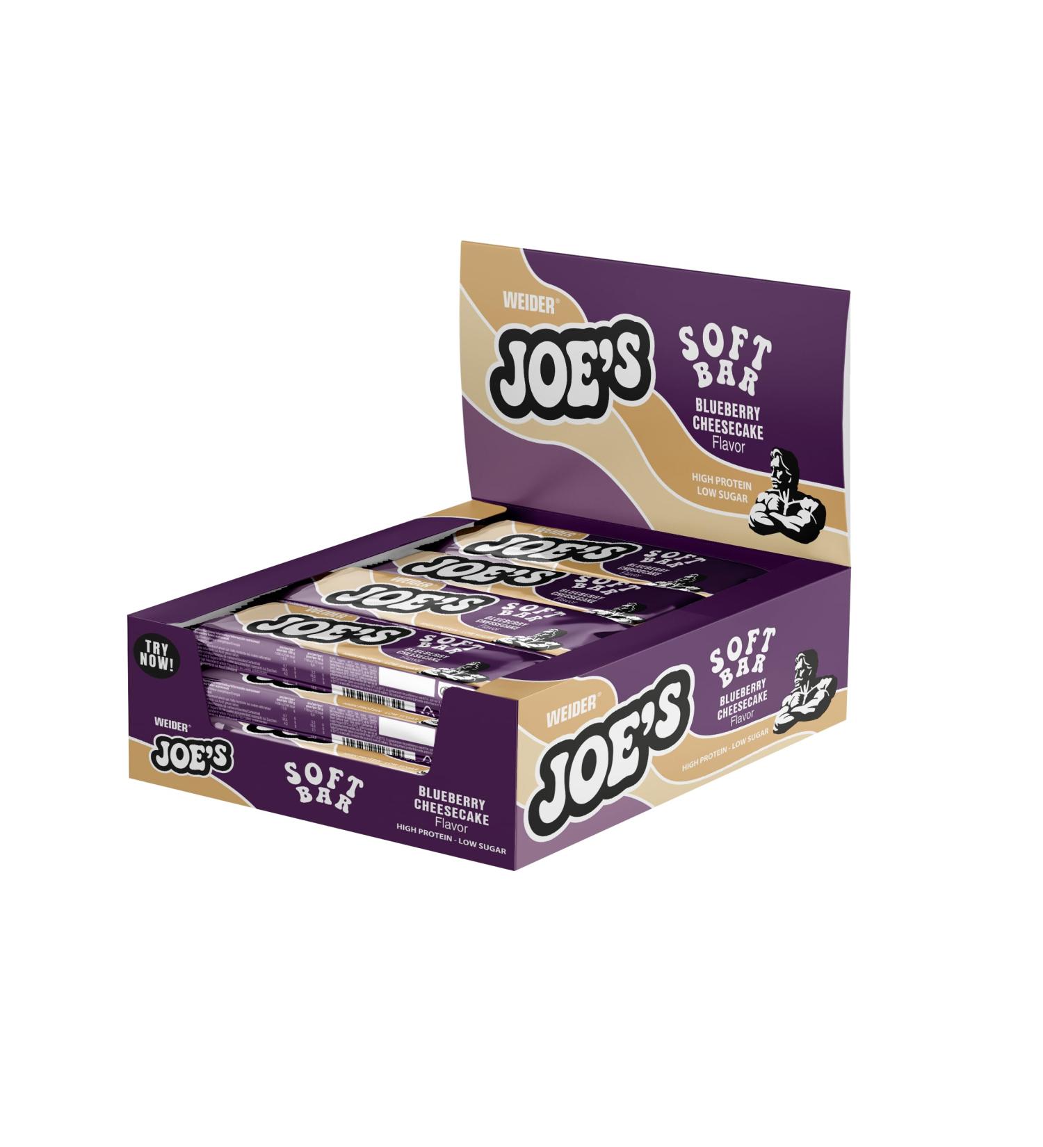 Weider Joes Soft Protein Bar - Blueberry Cheesecake Soft Core & Caramel Layer 12 x 50g | Healthy Snack Low Sugar International Shipping - Buy Online on GoSupps.com