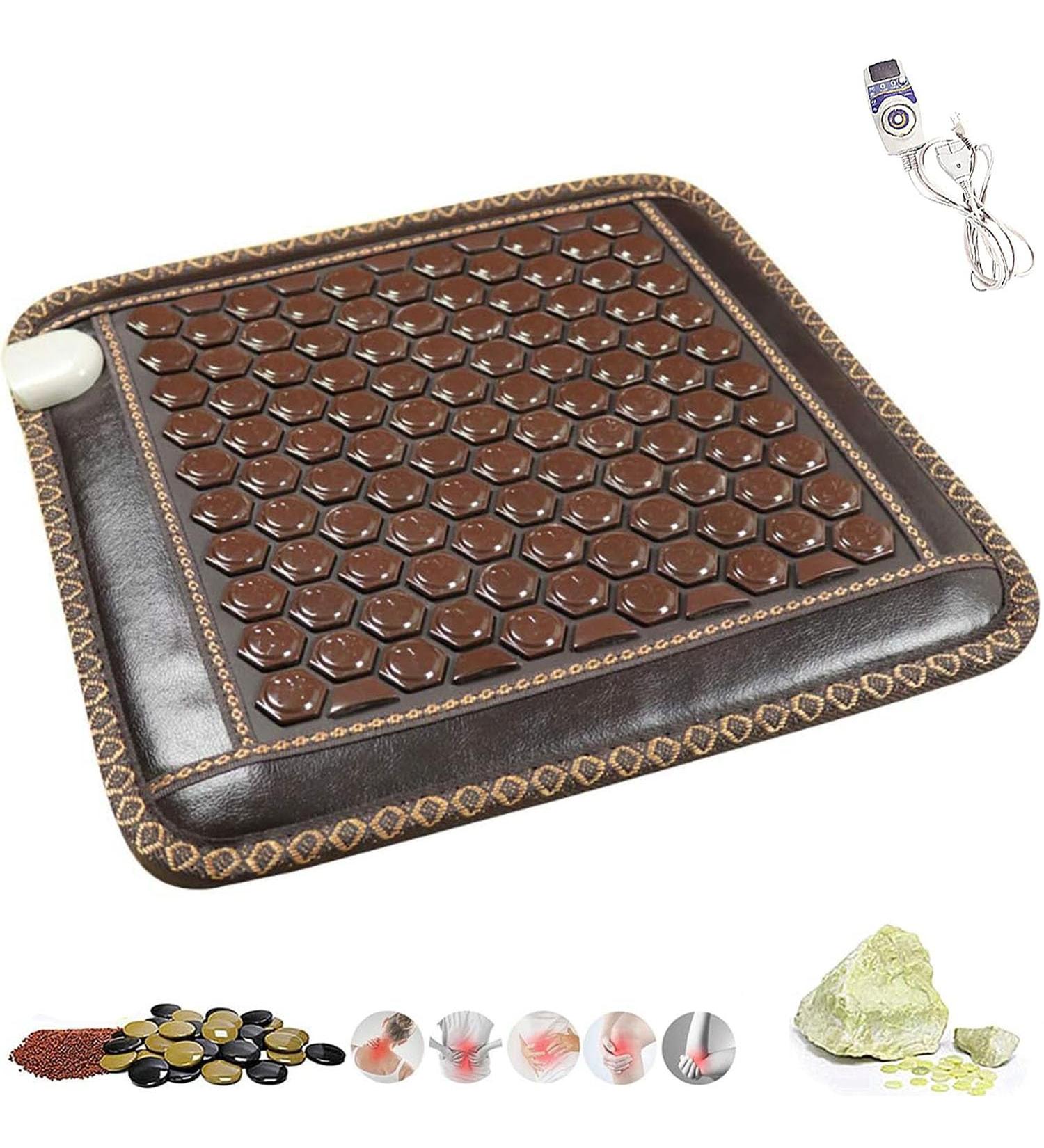 Fern Infrared Heating Pillow - Adjustable Temperature Jade Stone Remote Control for Back Pain Relief & Relaxation (45x45 cm) - Ideal for Home & Office - Buy Online on GoSupps.com