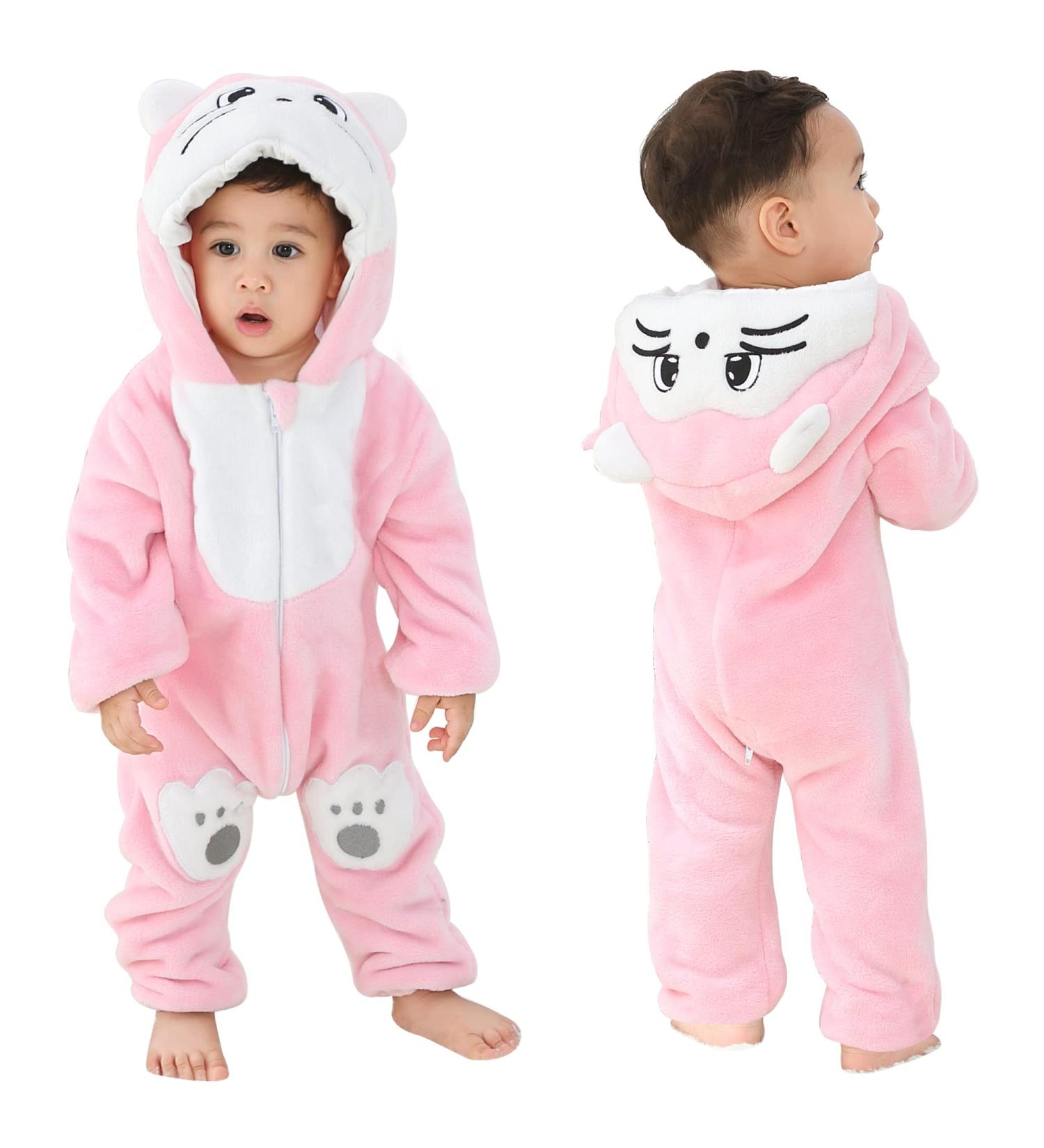 COOKY.D Unisex Winter Hooded Romper Jumpsuit for Babies 2-36 Months - Cat Design - Buy Online on GoSupps.com