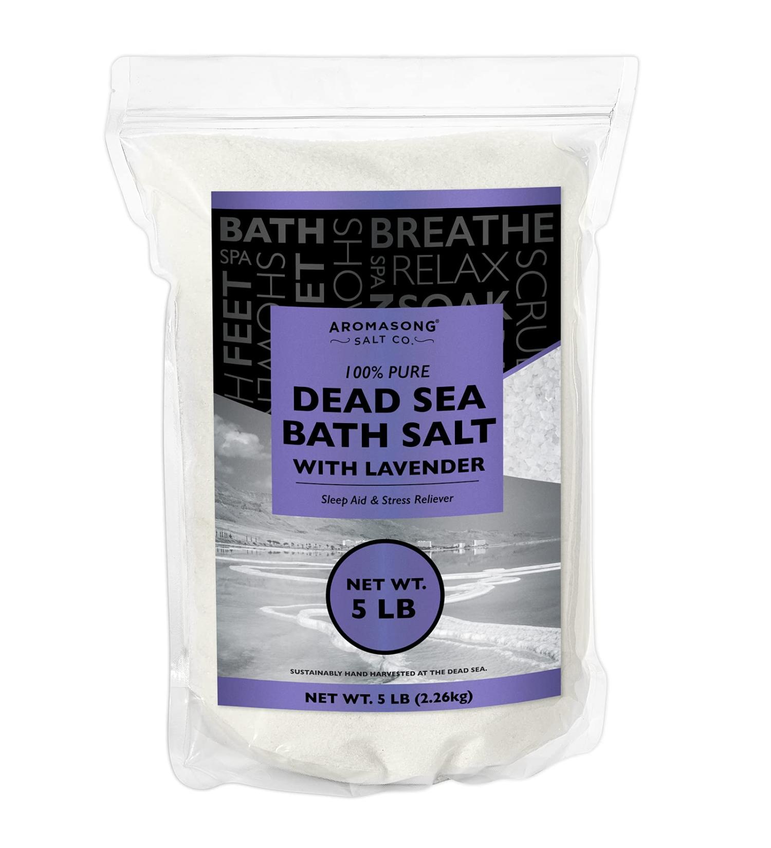 5 LB Pure Dead Sea Salt with Lavender Essential Oil - Spa Bath Salt for Body Wash & Scrub - Soothes Tired Muscles & Skin - Buy Online on GoSupps.com