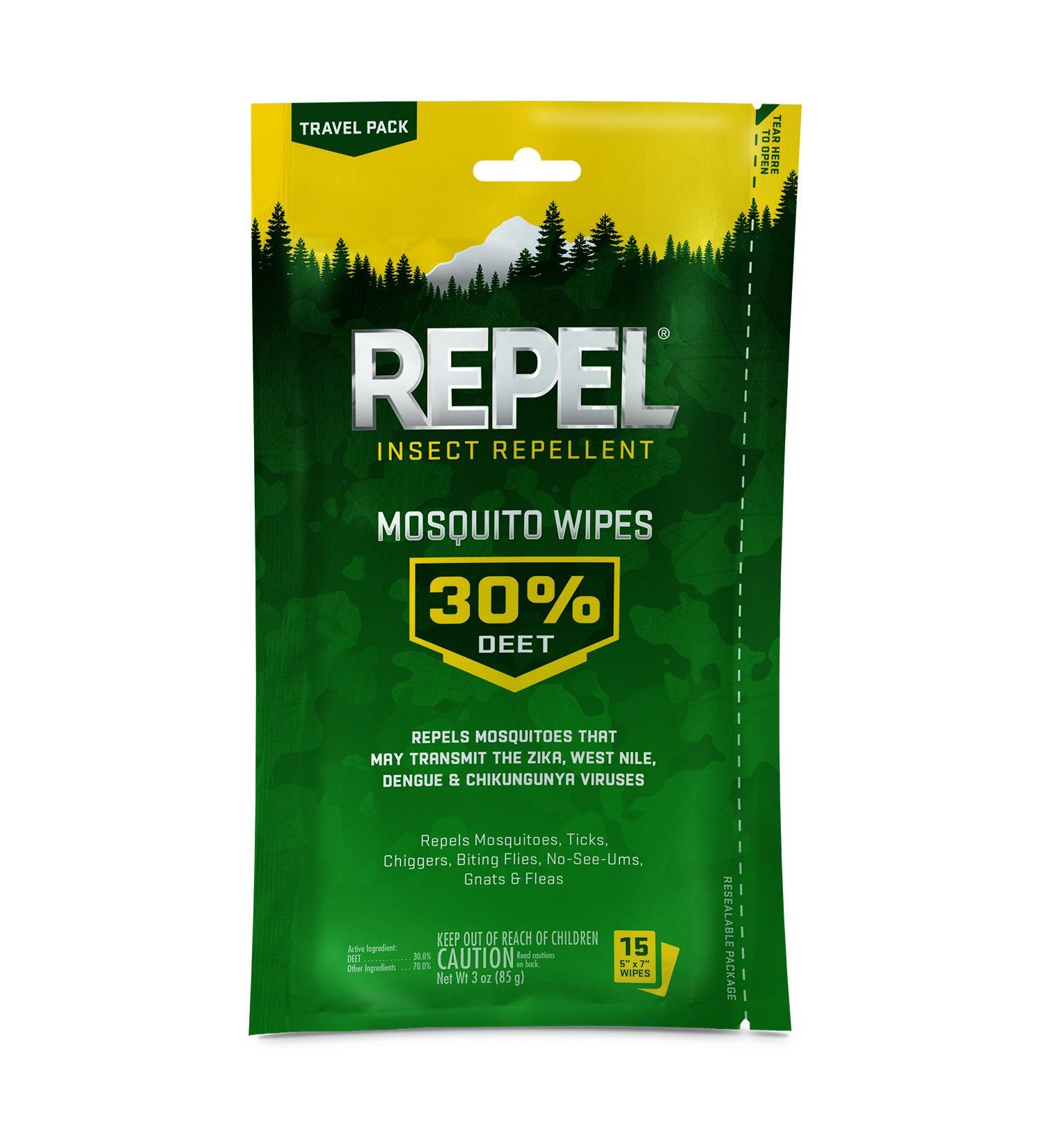 Repel 94100 Sportsmen 30% Deet Mosquito Repellent Wipes 15ct 6-Pack - Buy Online on GoSupps.com