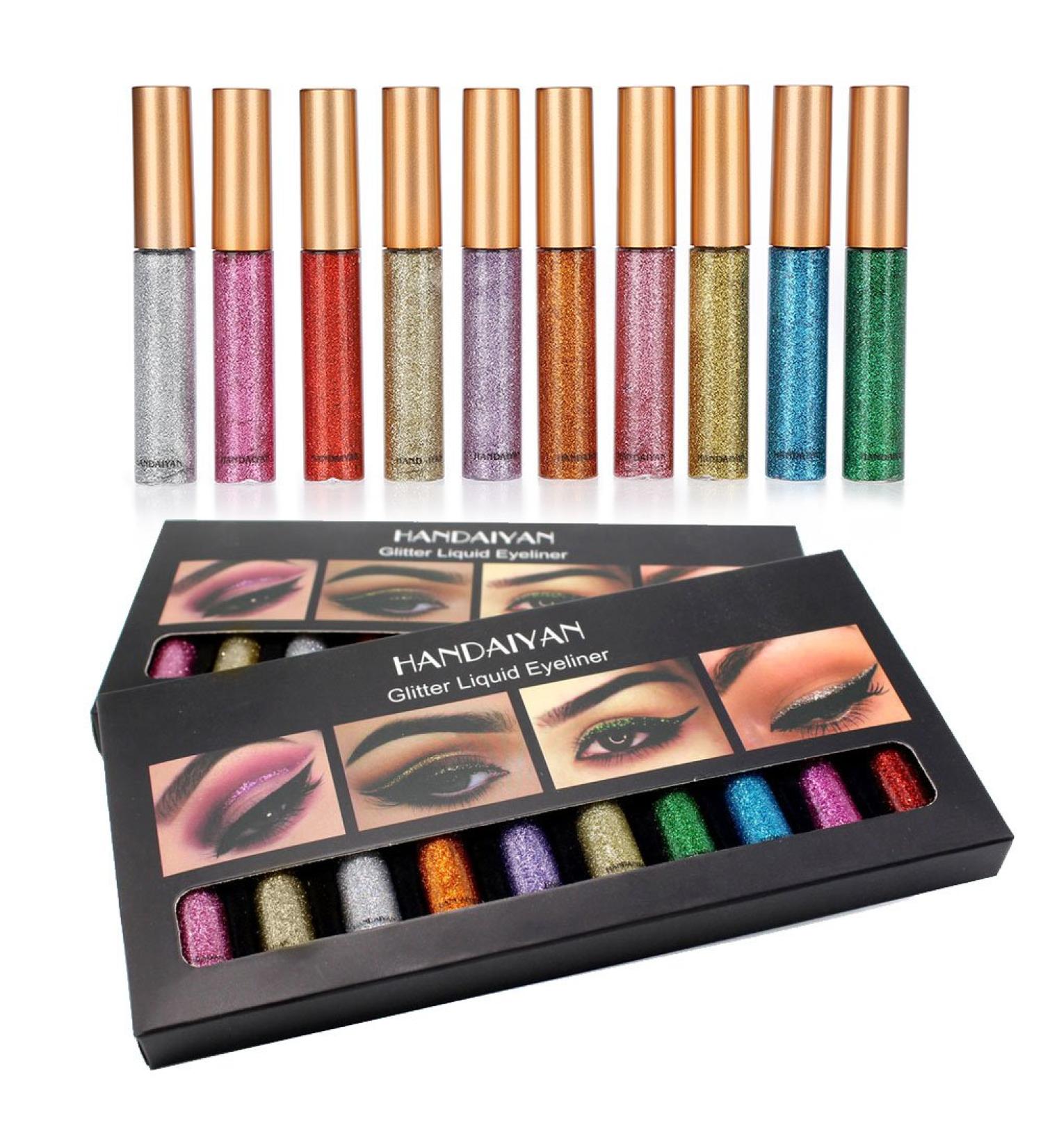 Buy Glitter Eyeliner Set - 10 Colors Waterproof Metallic Liquid Eyeliner for Stunning Looks | International Shipping Available - Buy Online on GoSupps.com