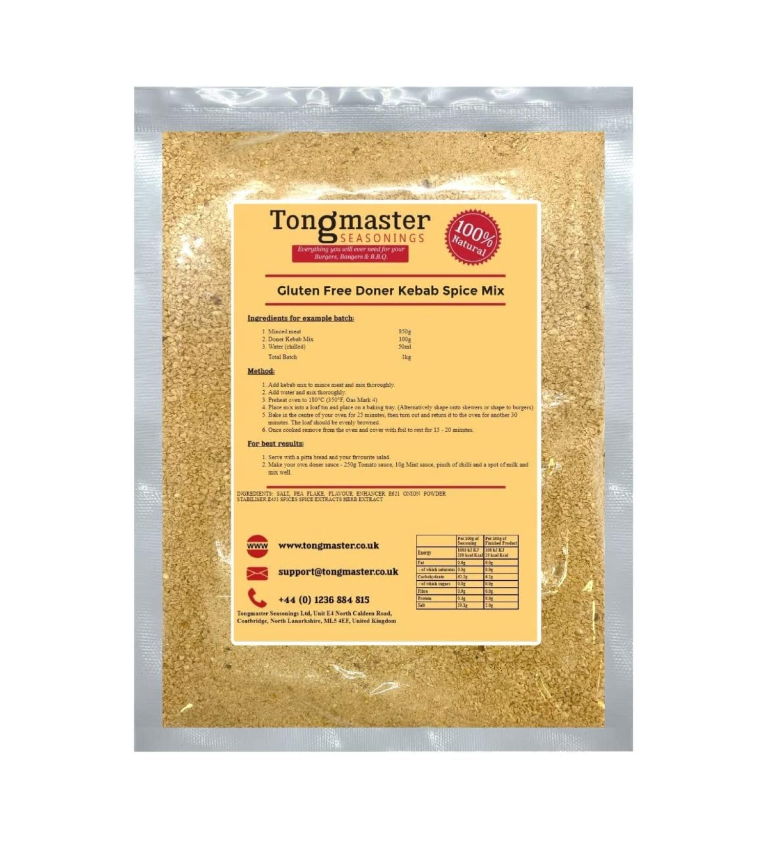 Gluten Free Doner Kebab Seasoning Spice Mix - 100g Doner Kebab 100 g (Pack of 1)