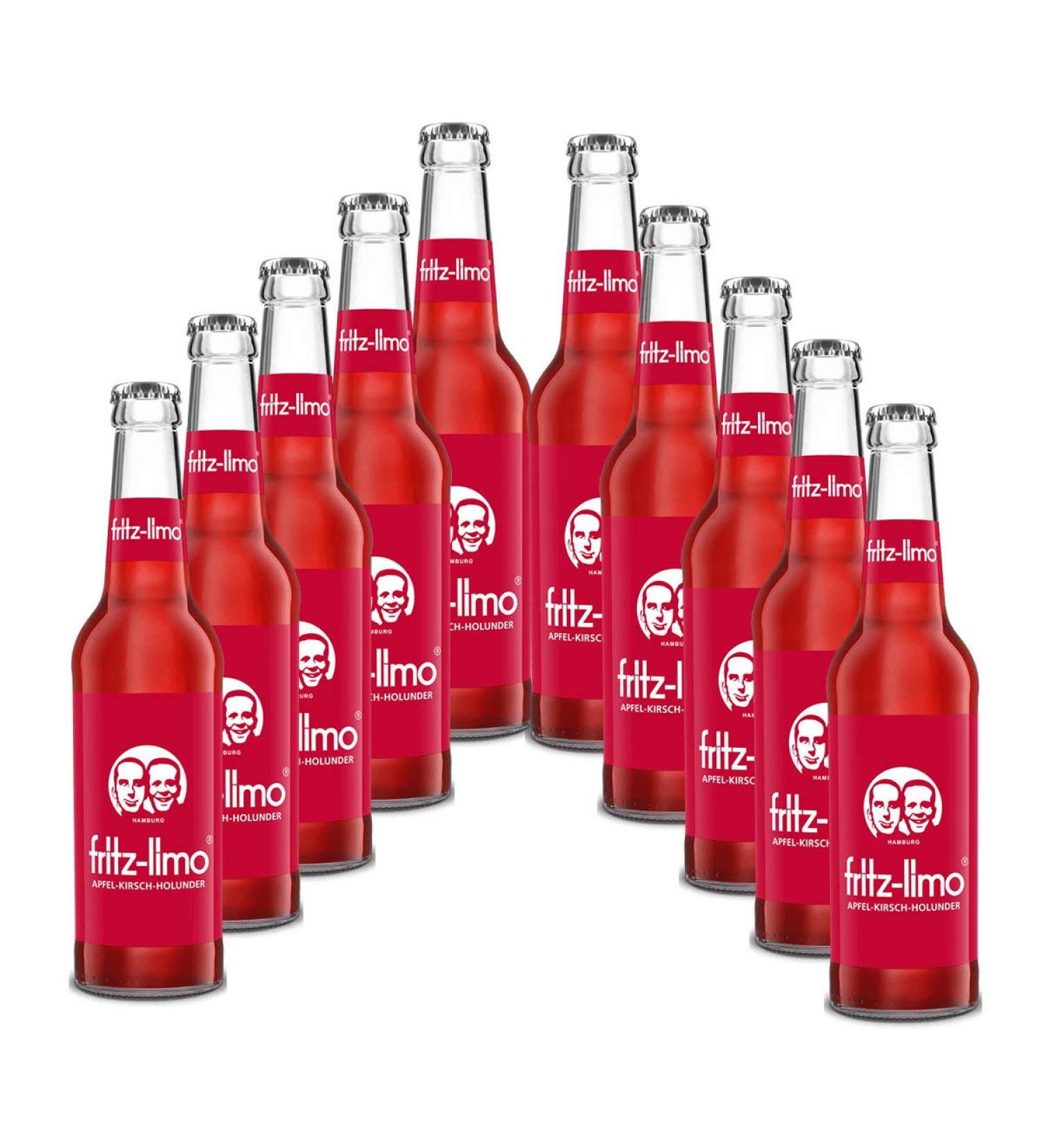 Fritz-Kola fritz-limo Pack of 10 elderflower apple/cherry 0.33l bottles with reusable deposit