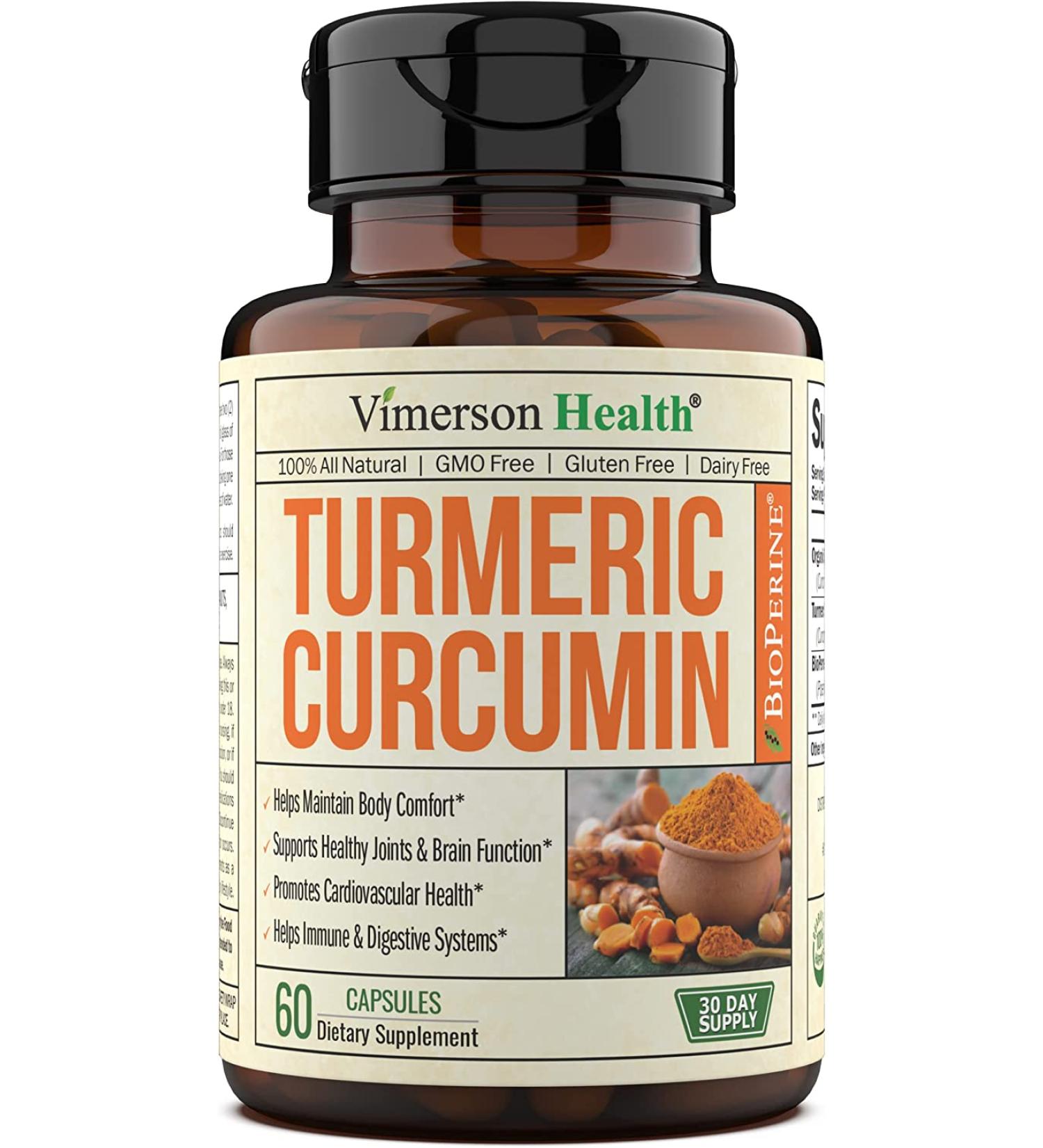 Vimerson Health Turmeric Curcumin 60 Capsules â€“ Organic Anti-Inflammatory & Antioxidant - Buy Online on GoSupps.com