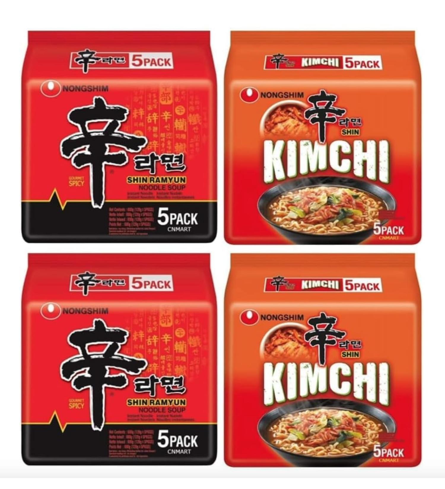 Nong Shim SHIN Ramyun Kimchi & Original Spicy Korean Ramen Noodles Mix Bundle 120g (Pack of 20) BY SPICEHUB - Buy Online on GoSupps.com