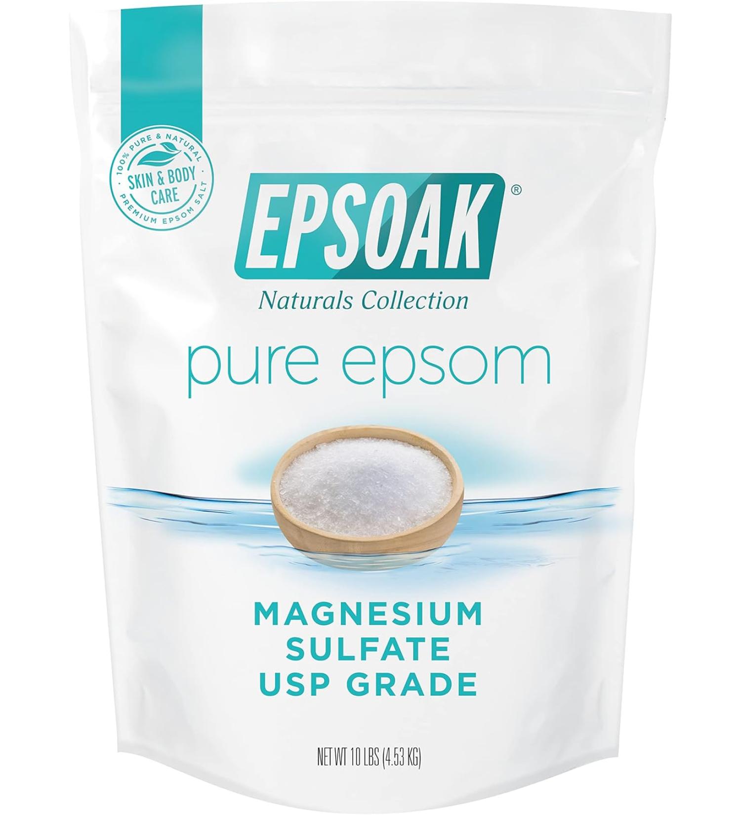 Epsoak Epsom Salt 10 lb Bulk Bag - Magnesium Sulfate USP - Buy Online on GoSupps.com