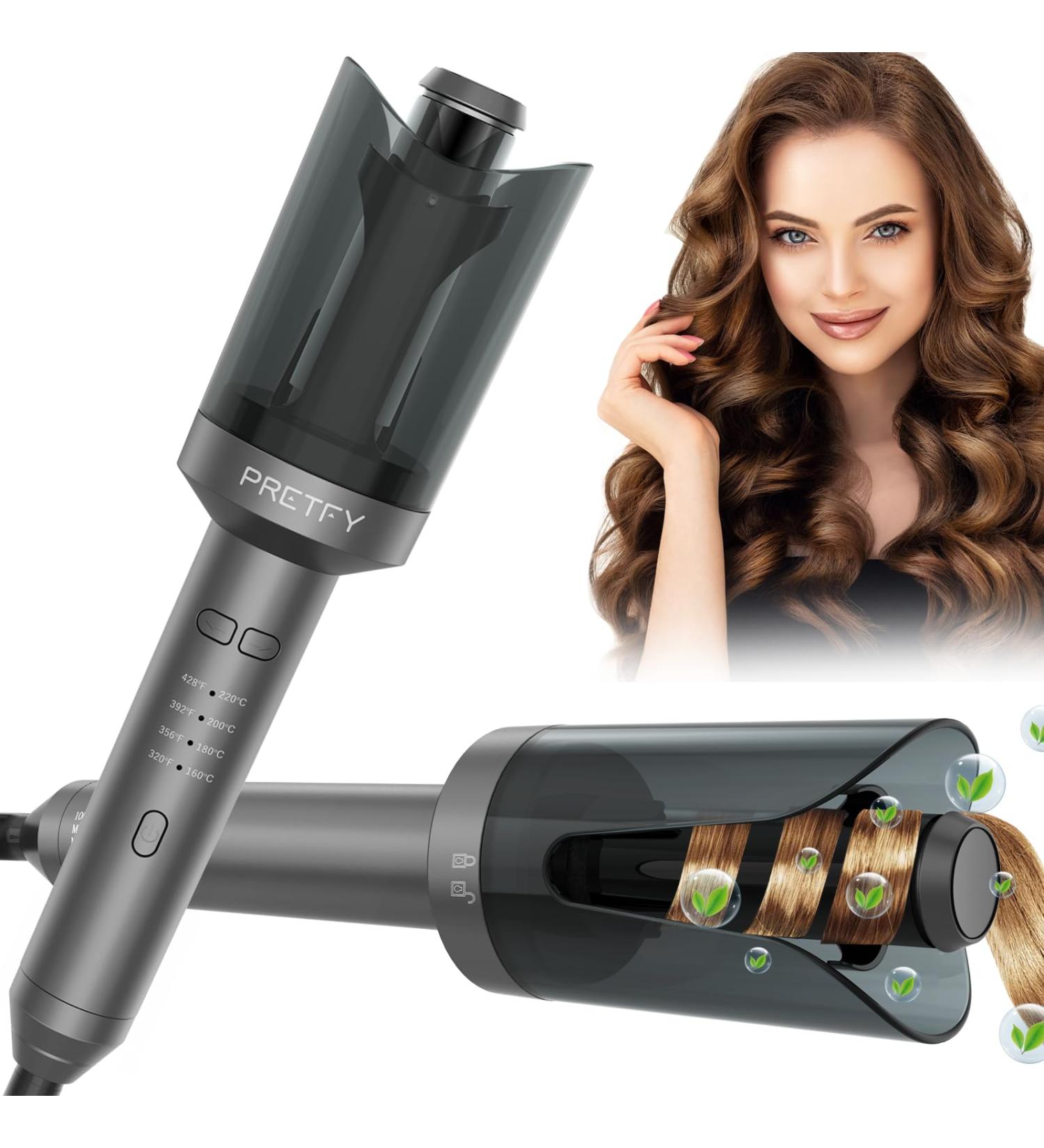 Pretfy Automatic Curling Iron - 1 Inch Ceramic Ionic Auto Hair Curler with LCD Display 4 Temperature Settings Anti-Scald & Auto Shut-Off - Fast Heating for Effortless Hair Styling - Buy Online on GoSupps.com