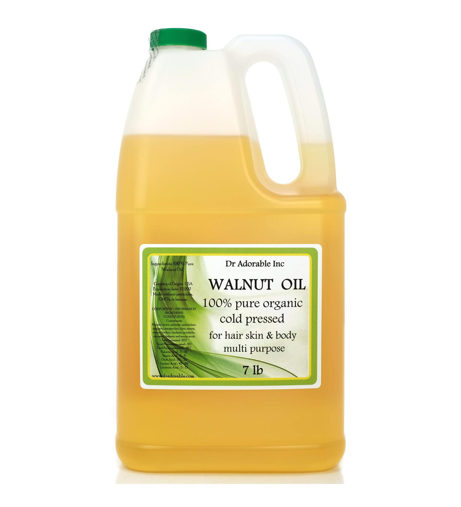 Dr Adorable 7 lb Walnut Oil - 100% Pure Organic Cold Pressed | Premium Natural Cooking & Skin Care Oil - International Shipping - Buy Online on GoSupps.com