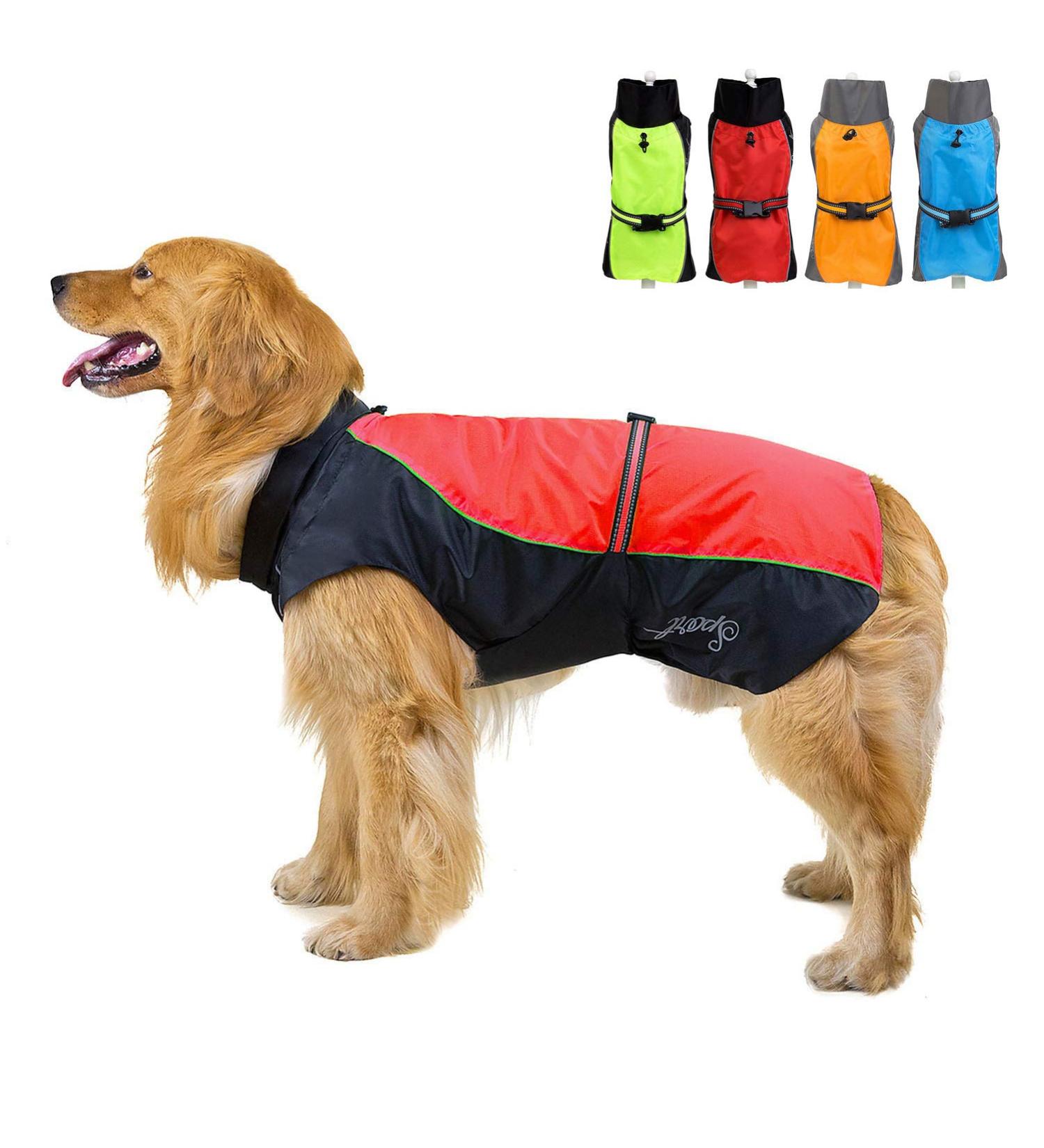Zweitea Waterproof Reflective Raincoat for Medium & Large Dogs - Windproof & Mesh Lined Red Jacket for Outdoor Hiking - 5XL (1 Pack) - Buy Online on GoSupps.com