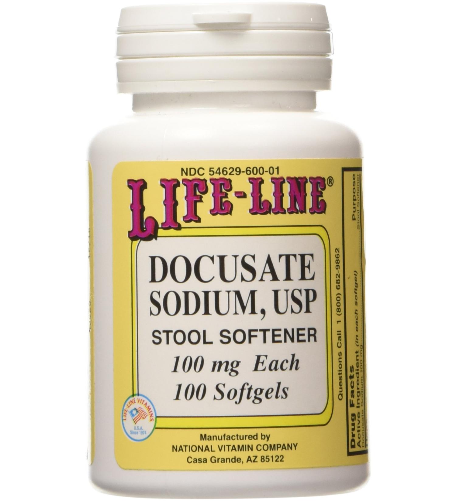 Life-Line Docusate Sodium USP 100 mg - 100 Softgels