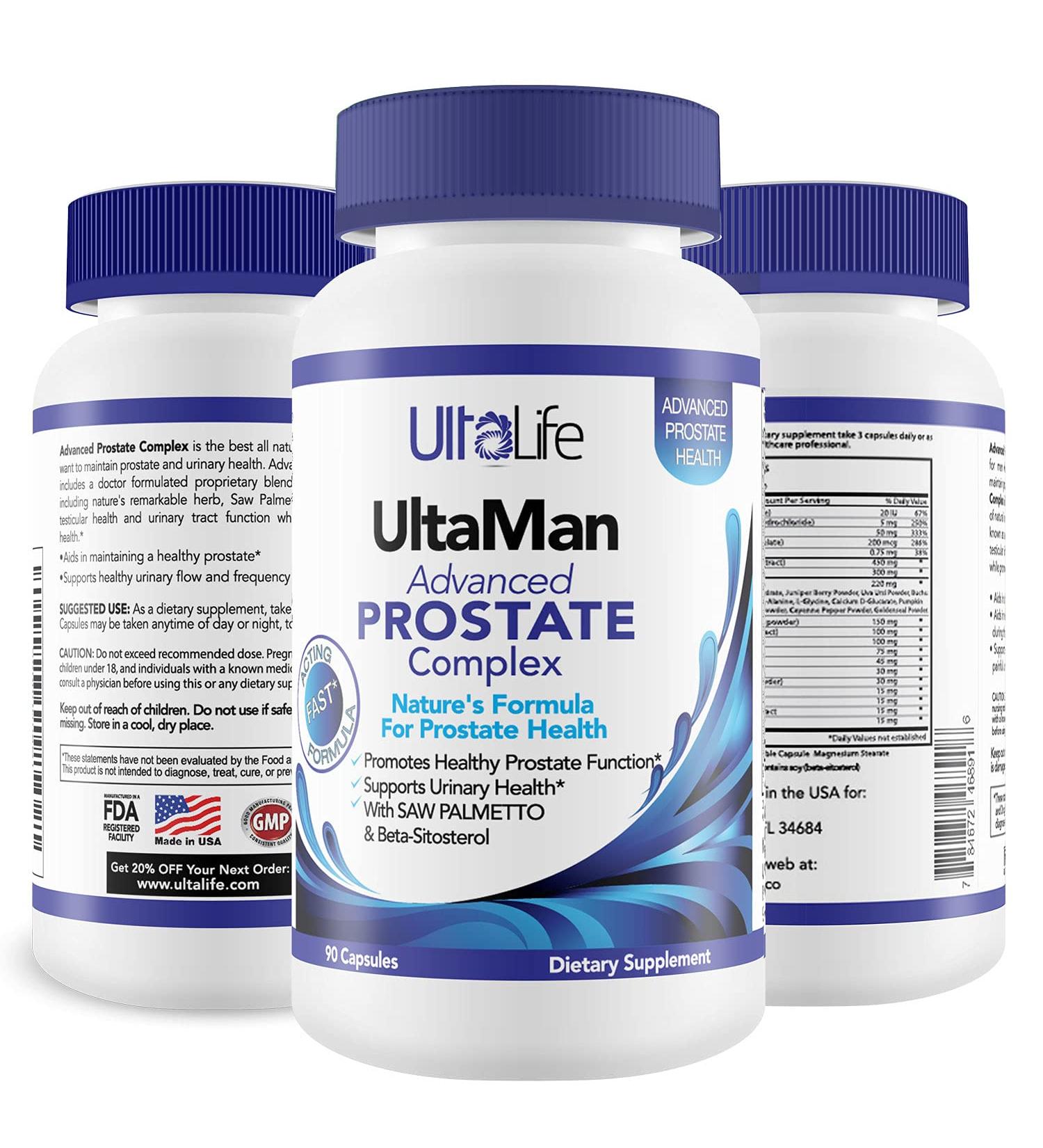 Ultalife Saw Palmetto Prostate Supplement for Men - 90 Capsules, DHT Blocker with Beta Sitosterol, Promotes Prostate Health, Supports Urinary Function and Sleep Quality - Buy Online on GoSupps.com