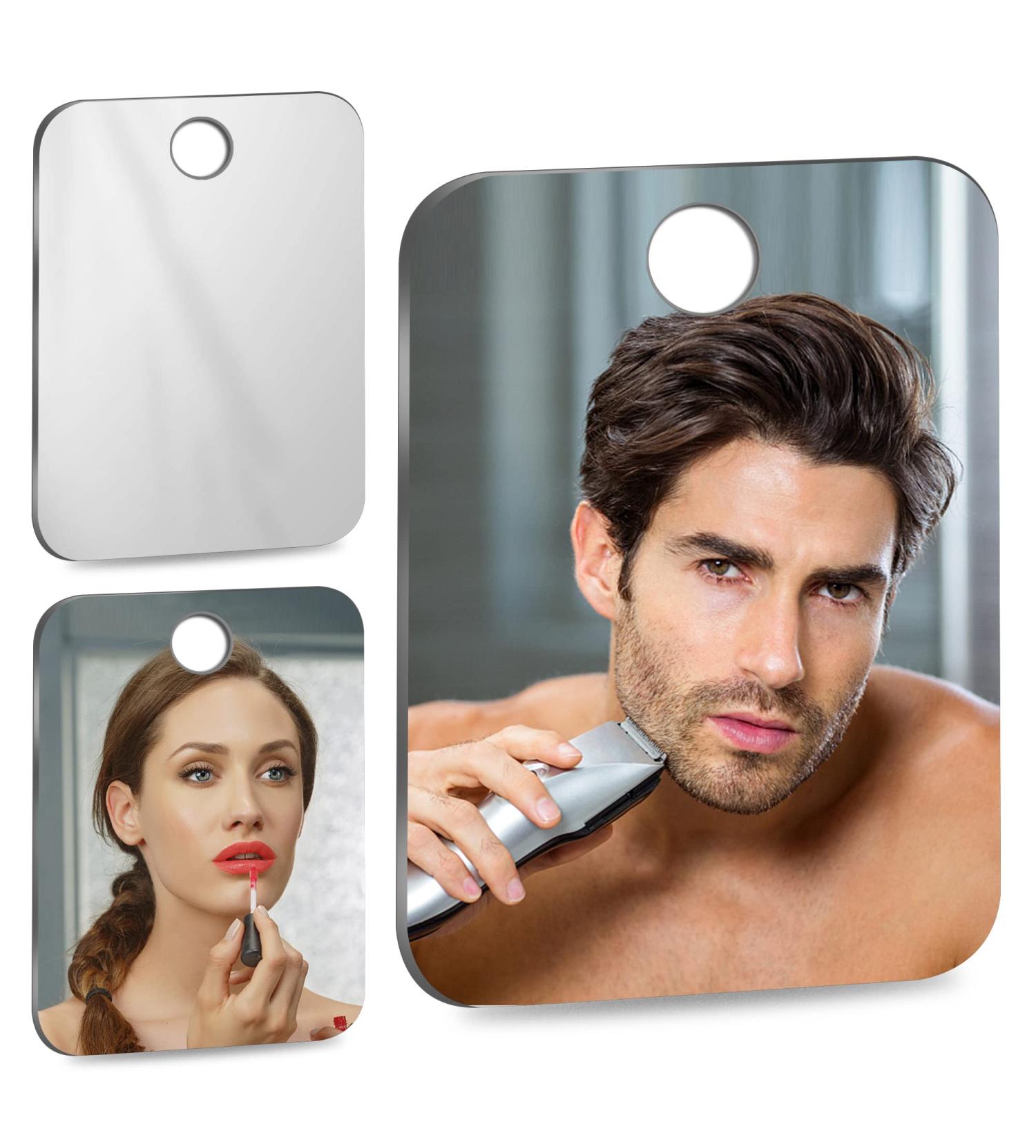 Fogless Shatterproof Shower Mirror for Shaving - 2 Pack (8 x 6) | 50% Cheaper Than Original - Ideal for Men - Wall Hanging, Handheld, Fog-Free - Great for Travel and Camping - Buy Online on GoSupps.com