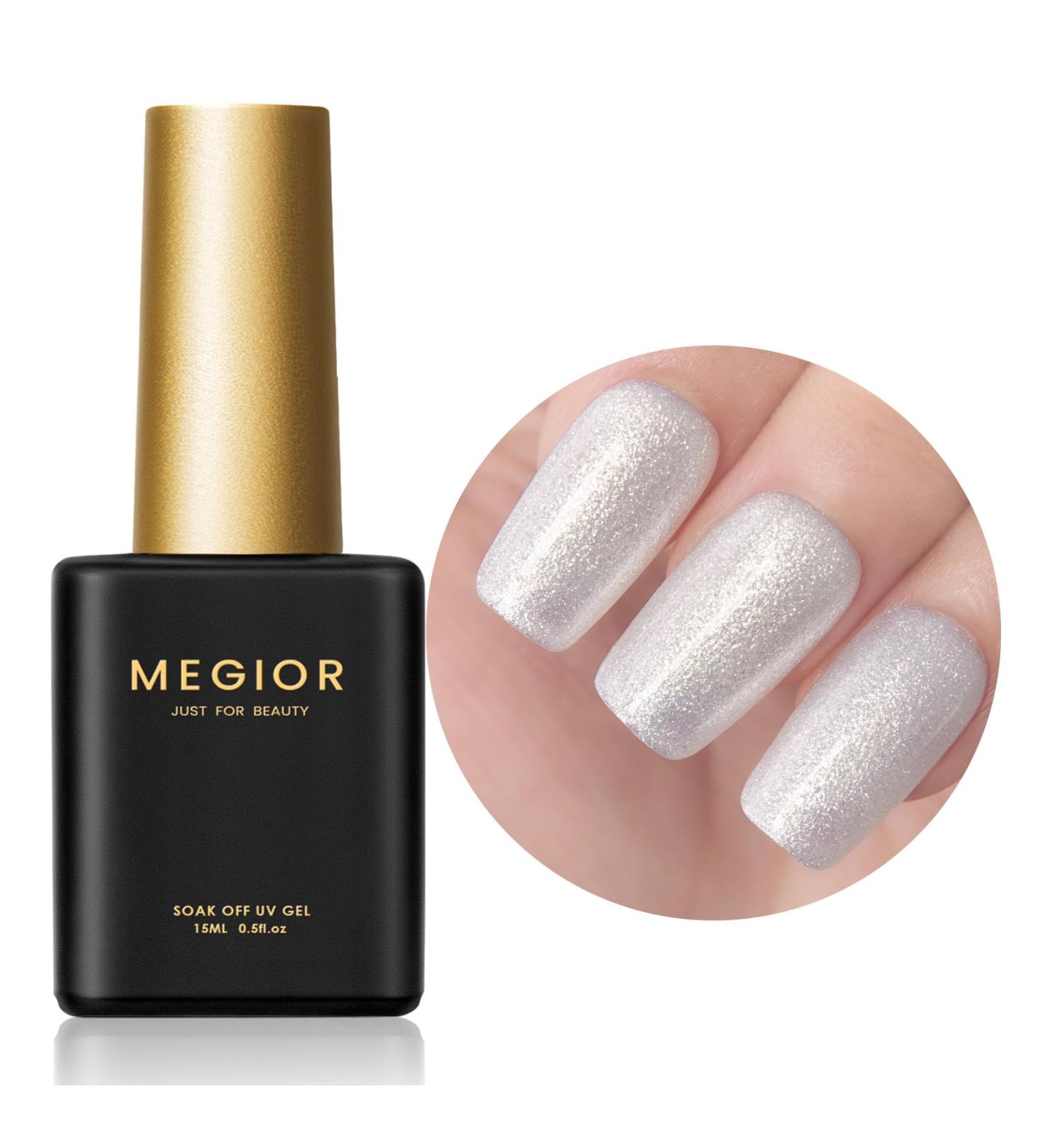 MEGIOR Spring Mermaid White Glitter Gel Nail Polish 15ml Gel Polish Soak off Uv Led Nail Lamp Nail Art Manicure Salon Salon DIY Gel Nail Design - Buy Online on GoSupps.com