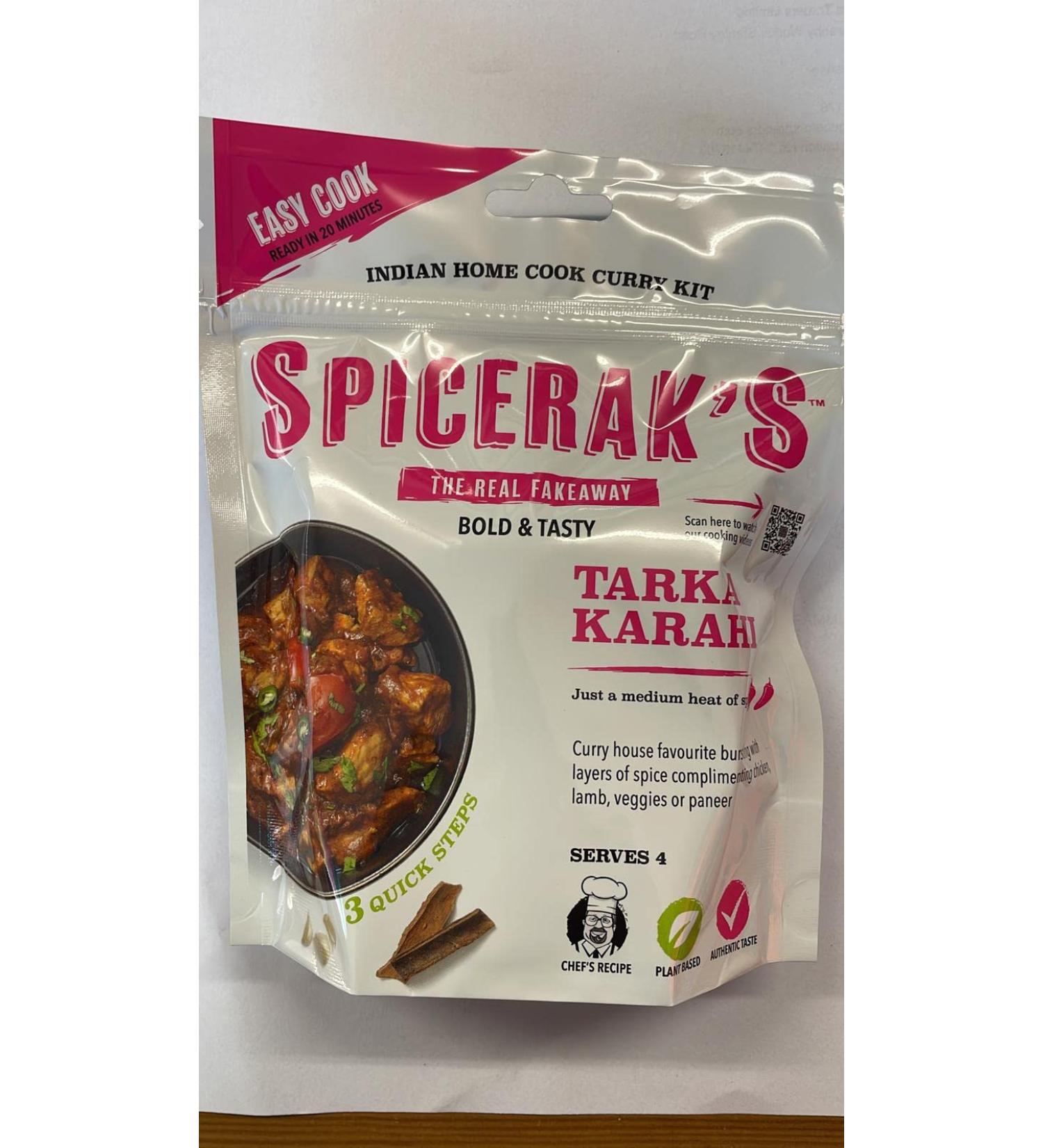 TARKA KARAHI -322g (161g x pack of 2) SPICERAK'S- THE REAL FAKEAWAY! UK's Best Indian Curry Sauce Meal Kit - Plant Based