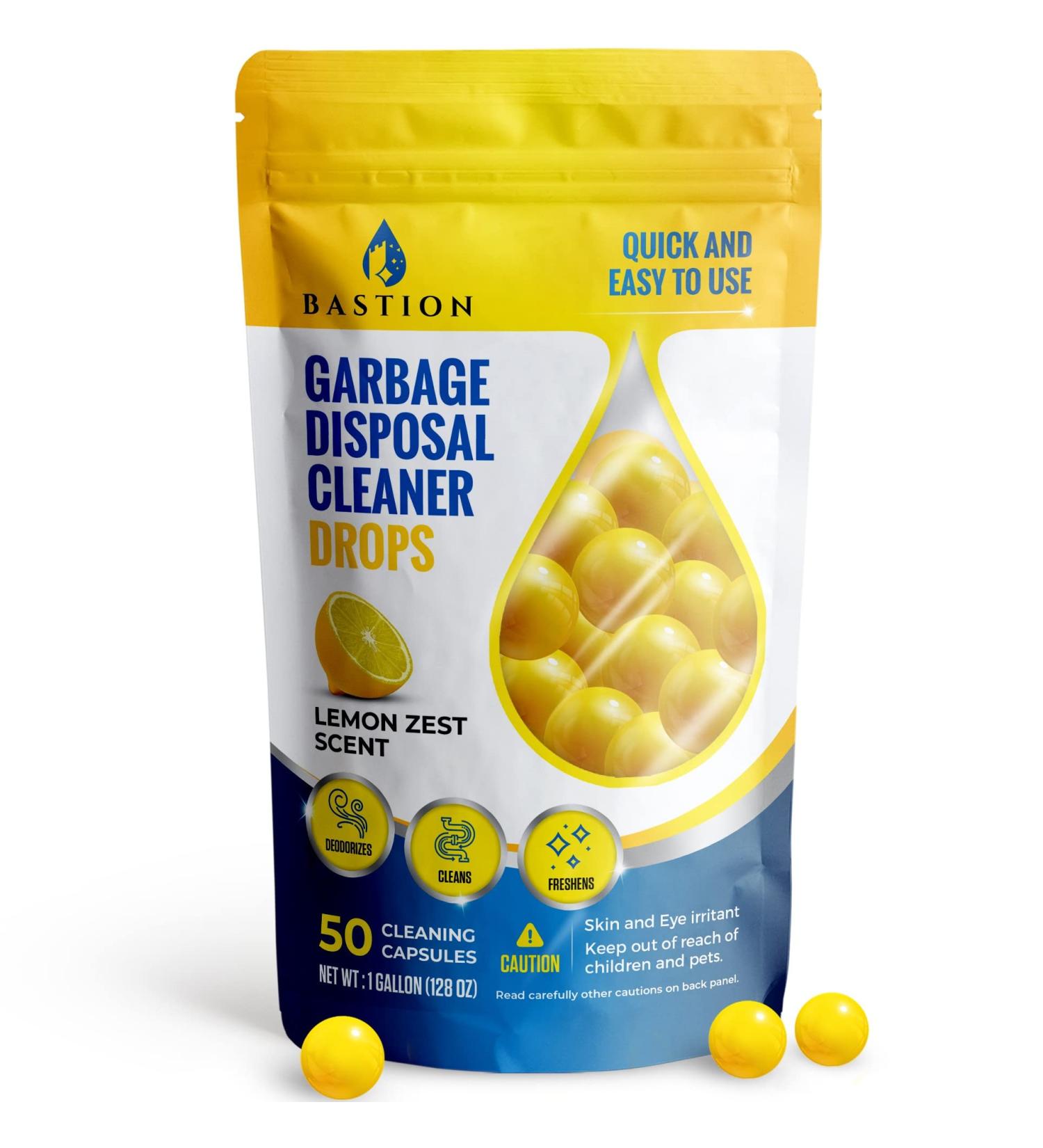 50-Count Lemon Zest Garbage Disposal Cleaner & Deodorizer Drops by Bastion - Buy Online on GoSupps.com