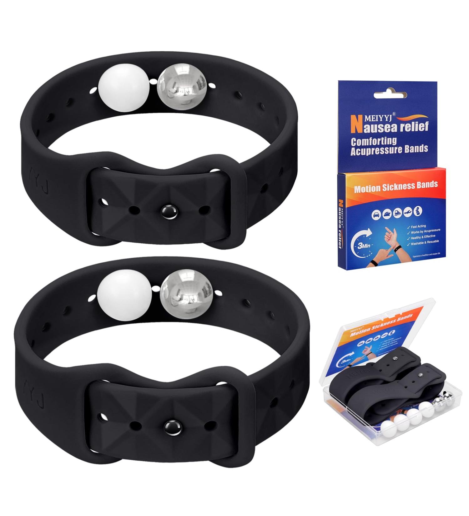 Motion Sickness Bands for Adults & Kids - Natural Relief Wristbands for Cruise Travel & Pregnancy (Black 1 Pair - Buy Online on GoSupps.com