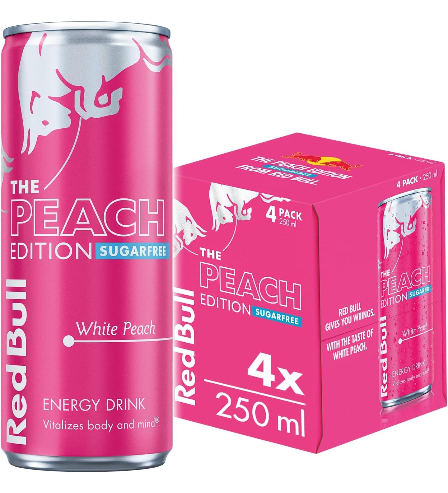 Red Bull Summer Edition Sugarfree Peach Edition White Peach Pack of 4 x 250 ml - Buy Online on GoSupps.com