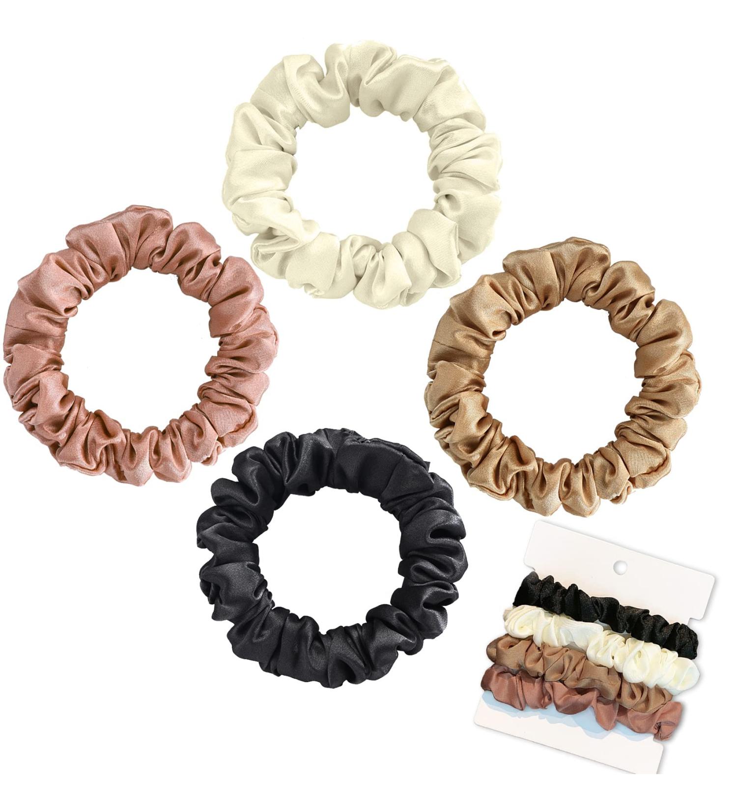 Olakin Silk Hair Tie Set (4-Pack) | Stylish Ponytail Holders & Hair Jewelry for Women | Elastic Hair Bands in Assorted Colors - Buy Online on GoSupps.com