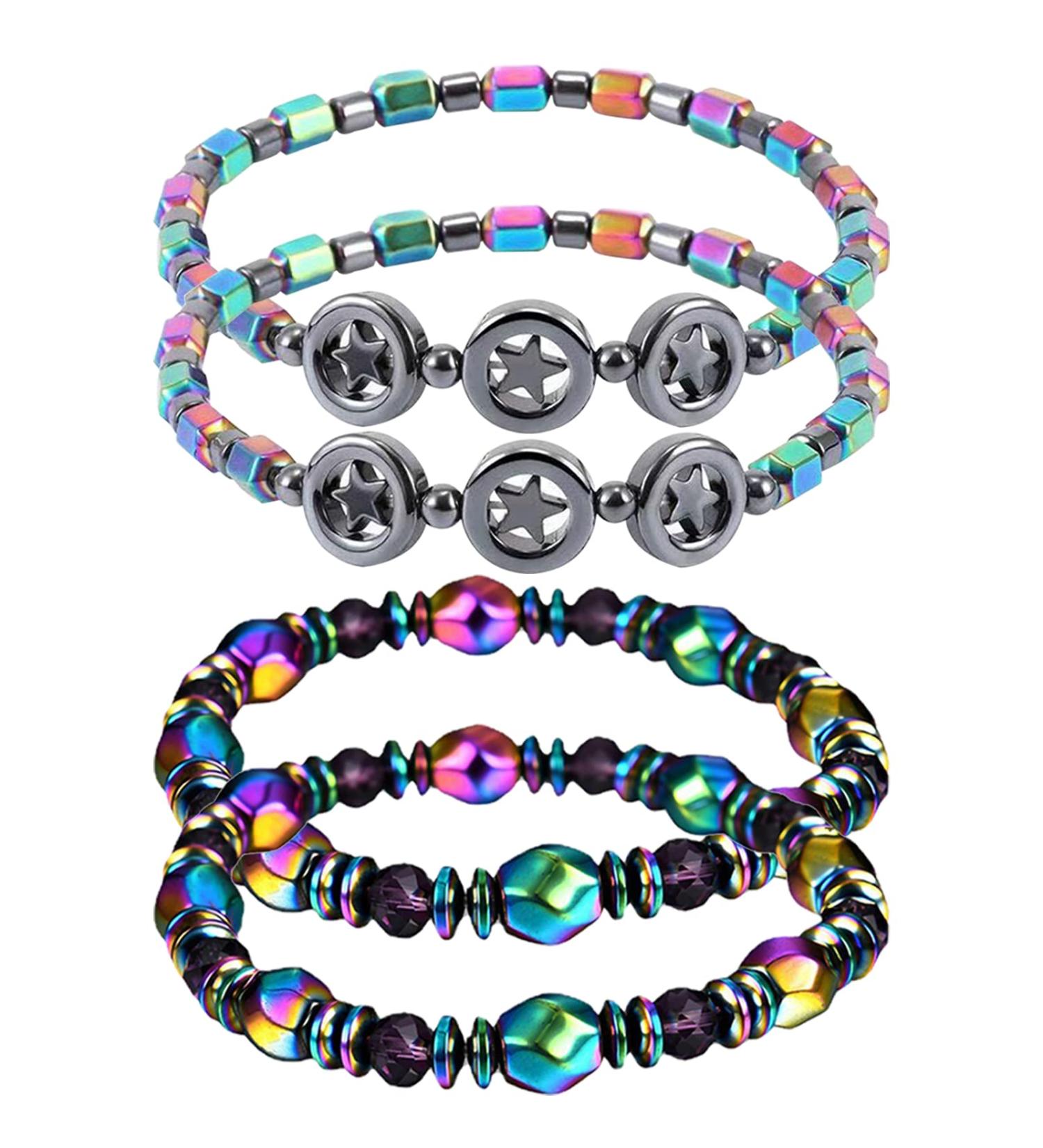 CMJBuhr Magnetic H matit Foot Chain - 4 Piece Magnetic Hard Band Bracelet for Men & Women | Natural Magnetic Stone for Therapy - Buy Online on GoSupps.com