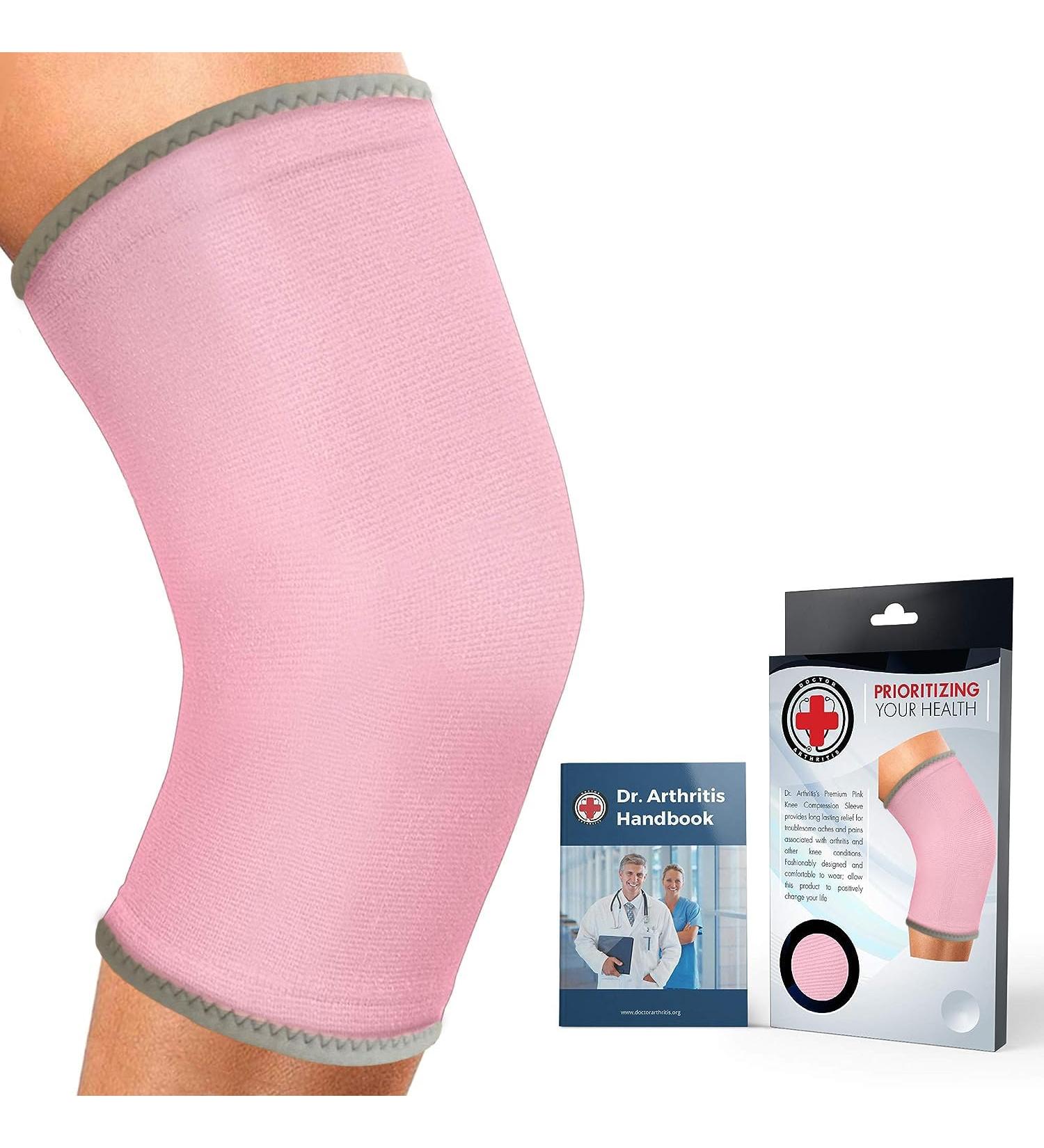Doctor Developed Knee Brace with Handbook - Pink XXL | Joint Disease, Tendonitis Relief for Running & Weightlifting - Buy Online on GoSupps.com