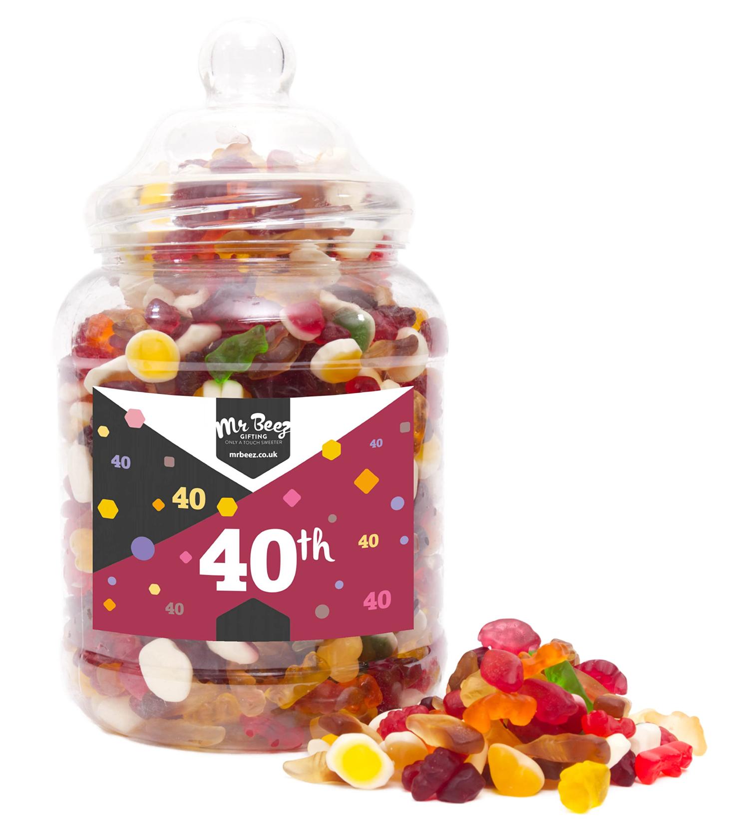 Mr Beez Sweets | 40th Birthday Gift | Jelly Mix | Choice of Classic Retro Sweets Available | 24x14cm | 1700 Grams - Buy Online on GoSupps.com