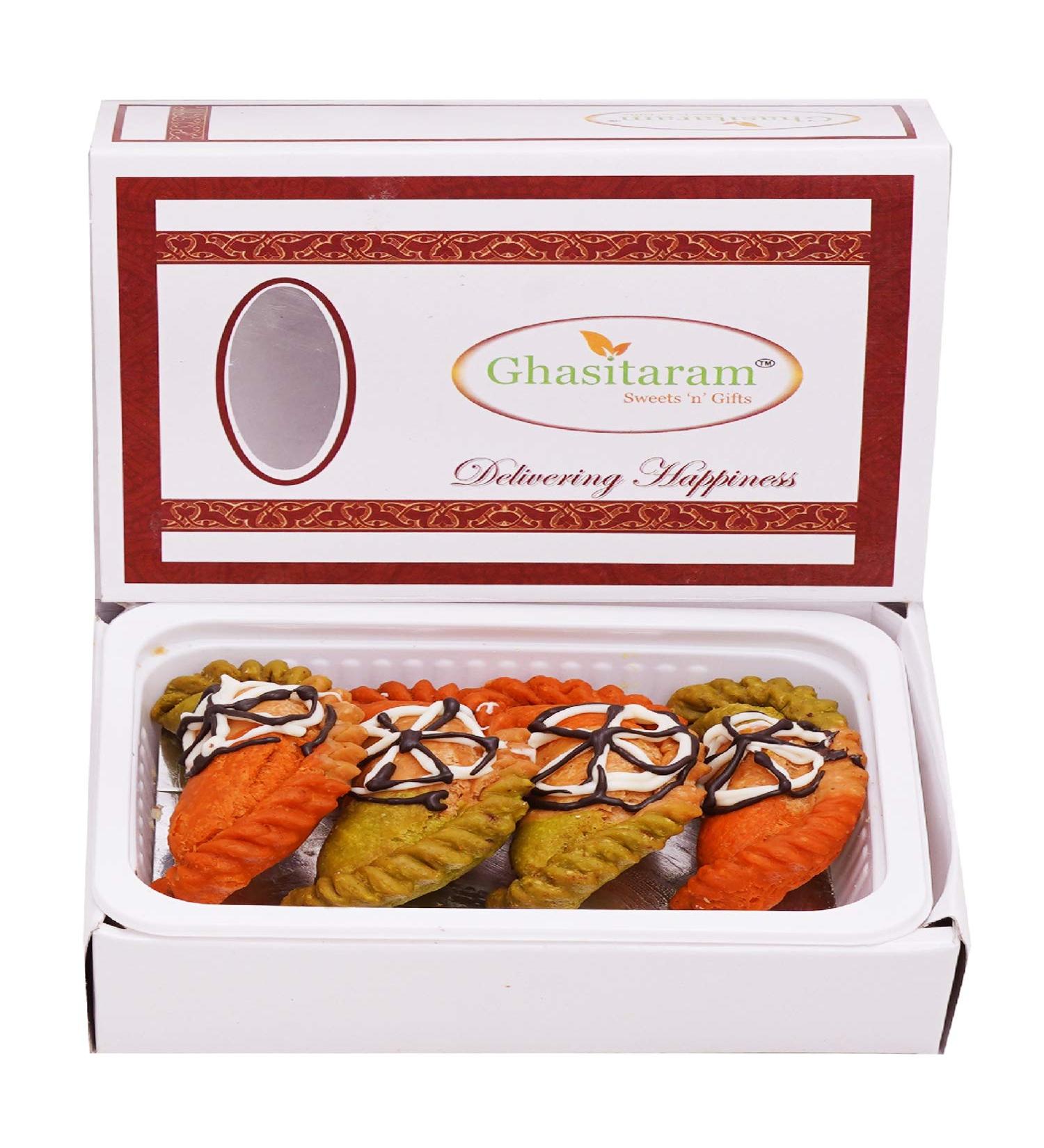 Ghasitaram Gift Holi Sweets Holi Gifts Holi Hamper Tirangi Gujiya 200 GMS |Gift for Diwali Holi Rakhi Valentine Christmas Birthday Anniversary Her Him| - Buy Online on GoSupps.com