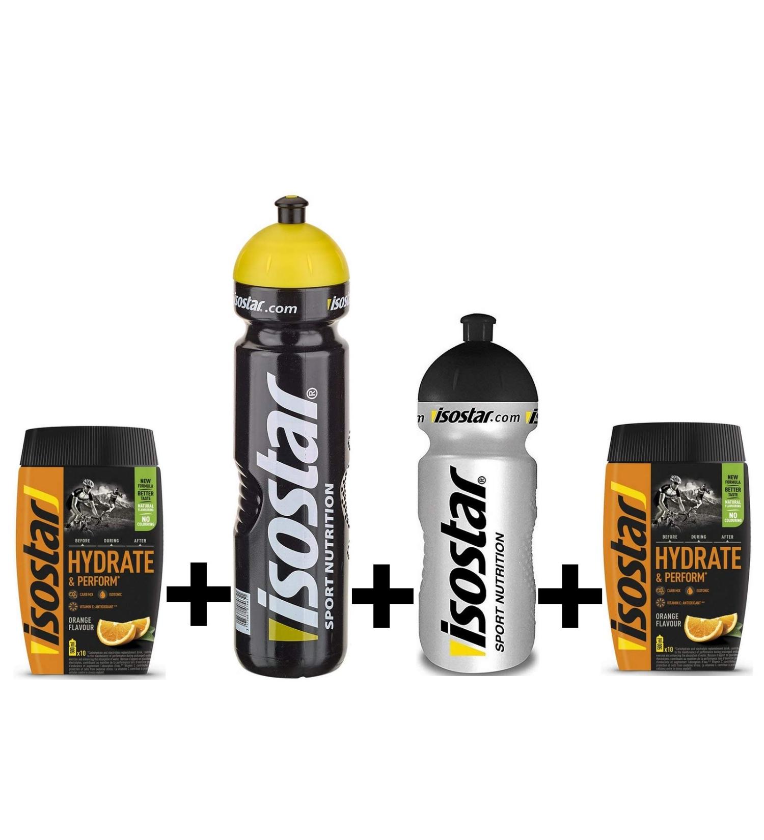  Isostar Isostar Hydrate & Perform 2x400g Isotonic Electrolyte Drink + 1000ml + 500ml Bottle - Electrolyte Solution to Support Sports Performance - Buy Online on GoSupps.com