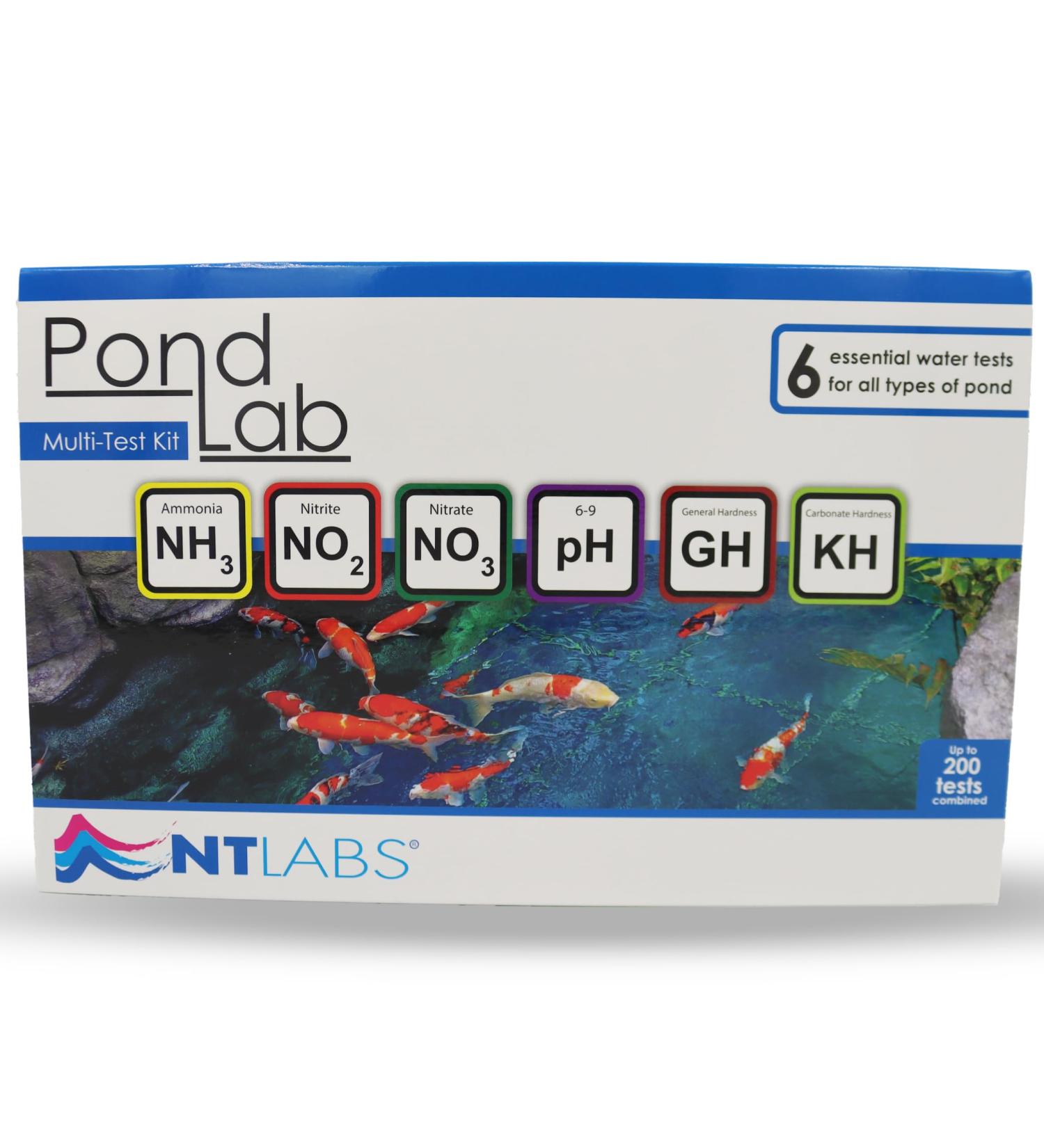 NT Labs Pond Lab Multi-Test Kit (6 Key Parameters - Ammonia Nitrite Nitrate pH General Hardness and Carbonate Hardness) Pond Water Test Kit Accurate Results Up to 200 Tests Combine Liquid Test - Buy Online on GoSupps.com