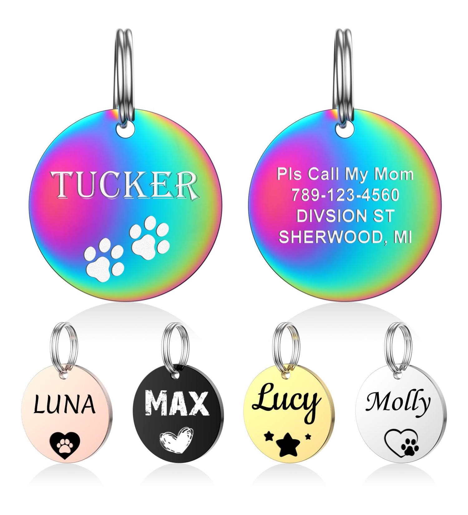 Yehanti Personalized Dog Tag - Engraved Stainless Steel Name Tag for Collars - Custom Name Phone & Address for Dogs Cats & Puppies - Buy Online on GoSupps.com